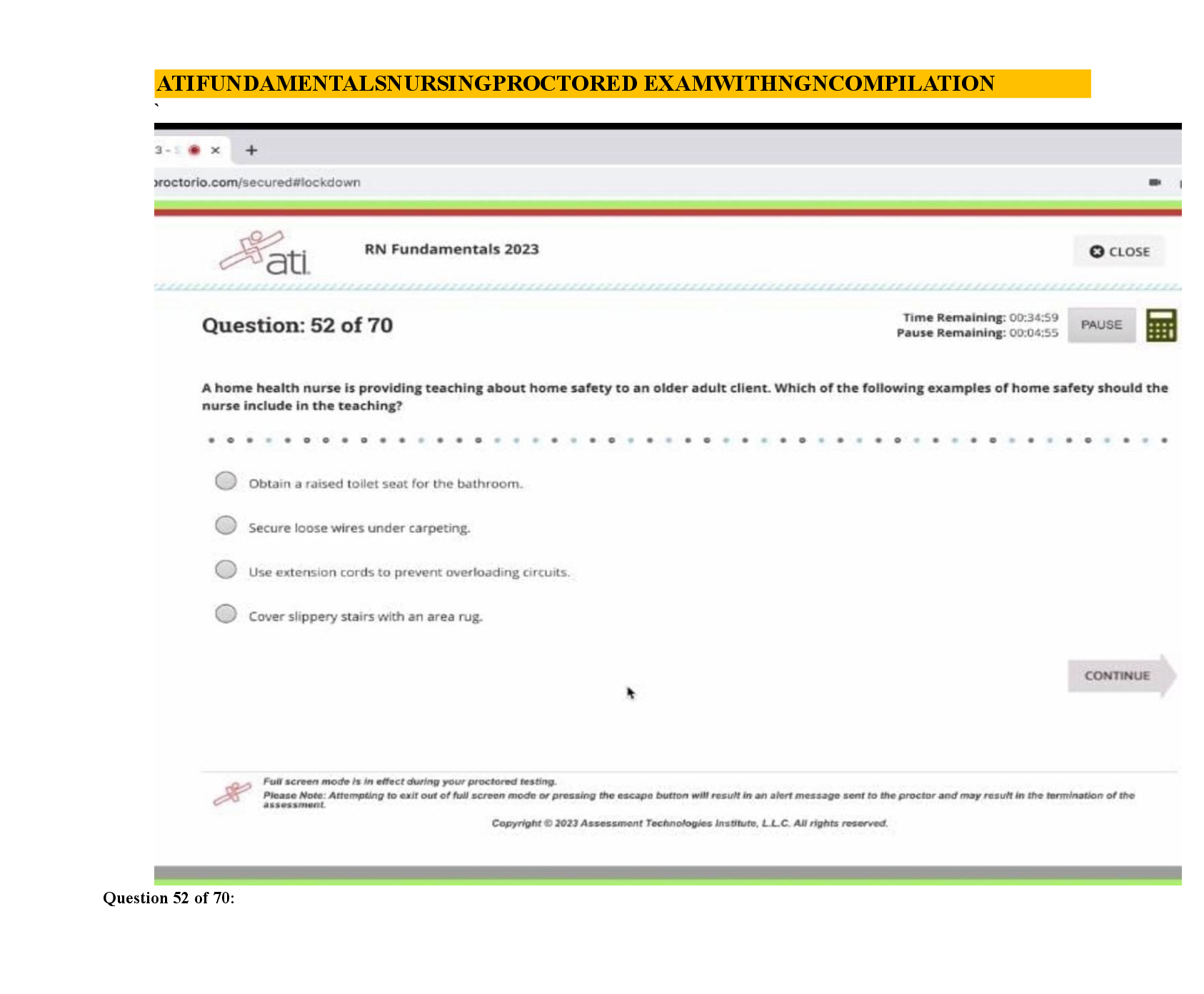 Preview image for Next-Level ATI RN Fundamentals Proctored Exam 2023/2025 with NGN – 99% Real Exam: 70 Screenshot Questions & Answers | Complete Assessment for RN ATI Fundamentals Proctored Exam