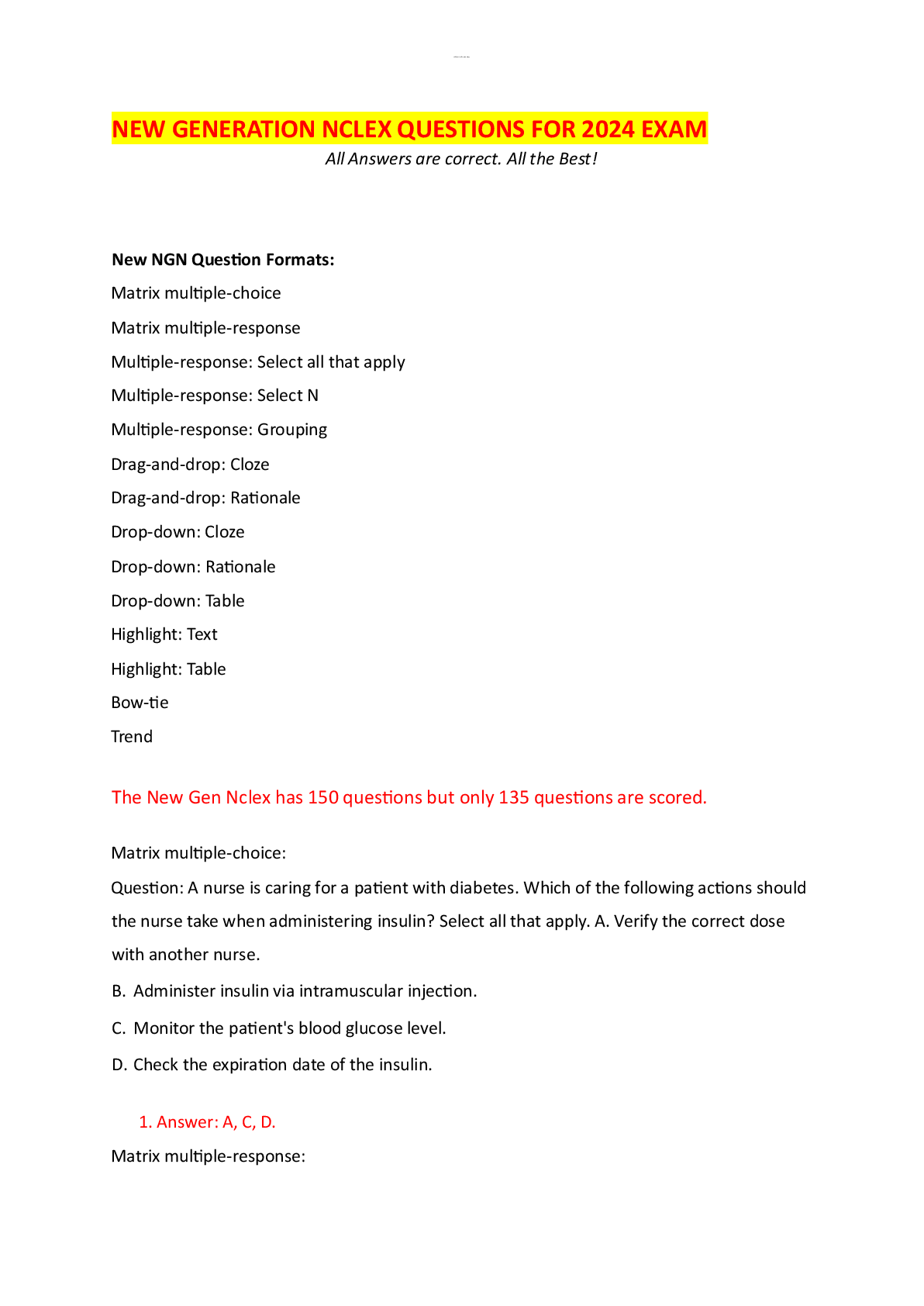 Preview image for NEW GENERATION NCLEX QUESTIONS FOR 2024 EXAM (1)