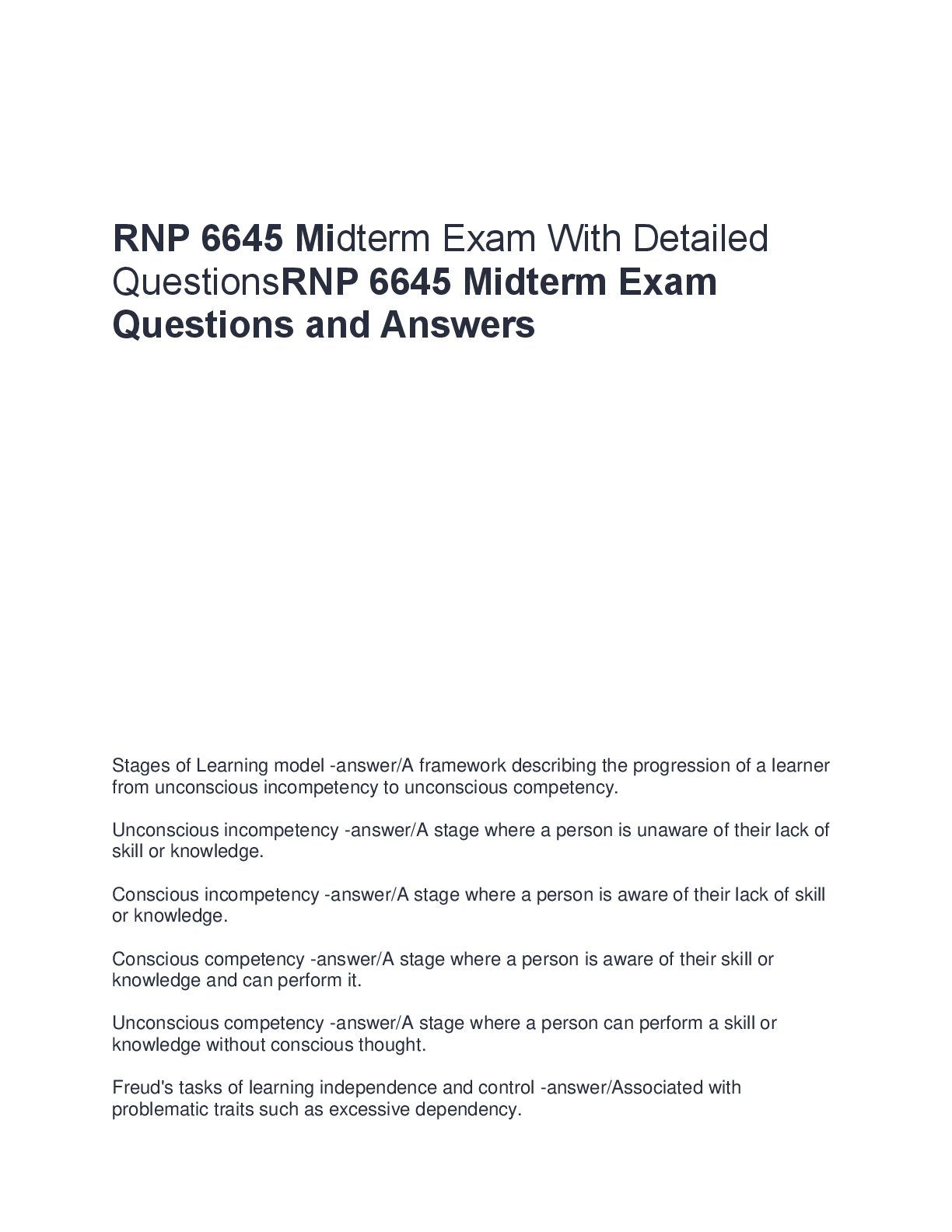 Preview image for RNP 6645 Midterm Exam With Detailed  QuestionsRNP 6645 Midterm Exam  Questions and Answers
