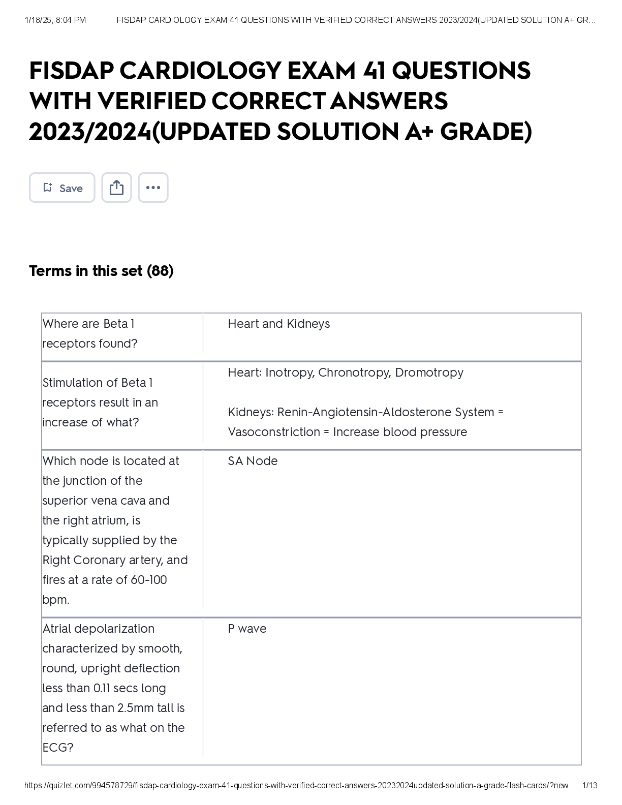 FISDAP CARDIOLOGY EXAM 41 QUESTIONS WITH VERIFIED CORRECT ANSWERS (UPDATED SOLUTION A+ GRADE