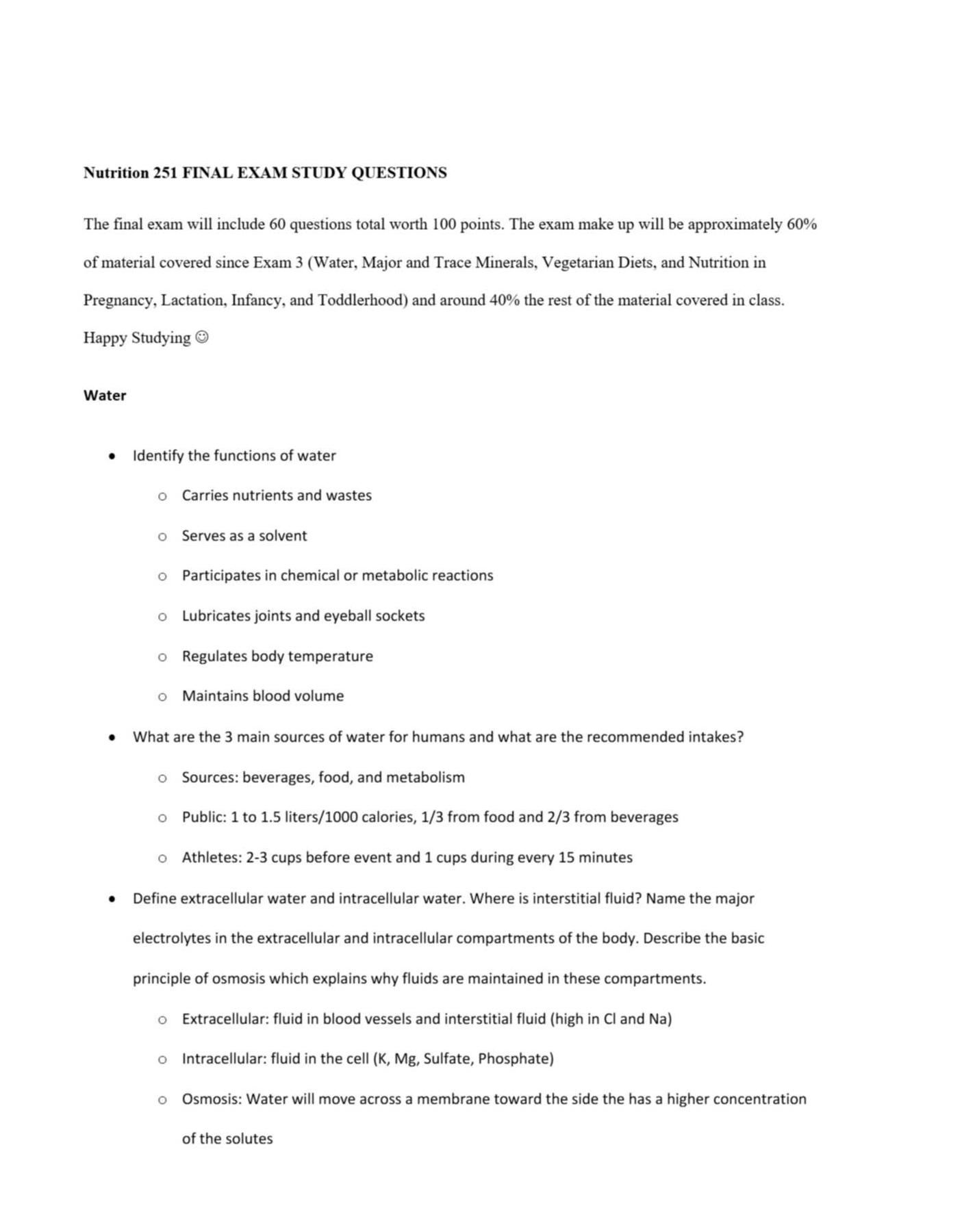 Preview image for Nutrition 251 Final Exam Study Questions