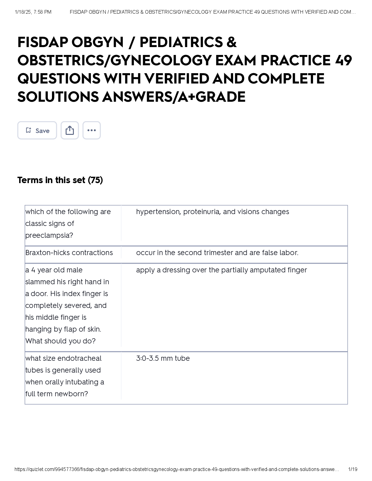 FISDAP OBGYN / PEDIATRICS & OBSTETRICS/GYNECOLOGY EXAM PRACTICE 49 QUESTIONS WITH VERIFIED AND COMPLETE  SOLUTIONS ANSWERS/A+GRADE