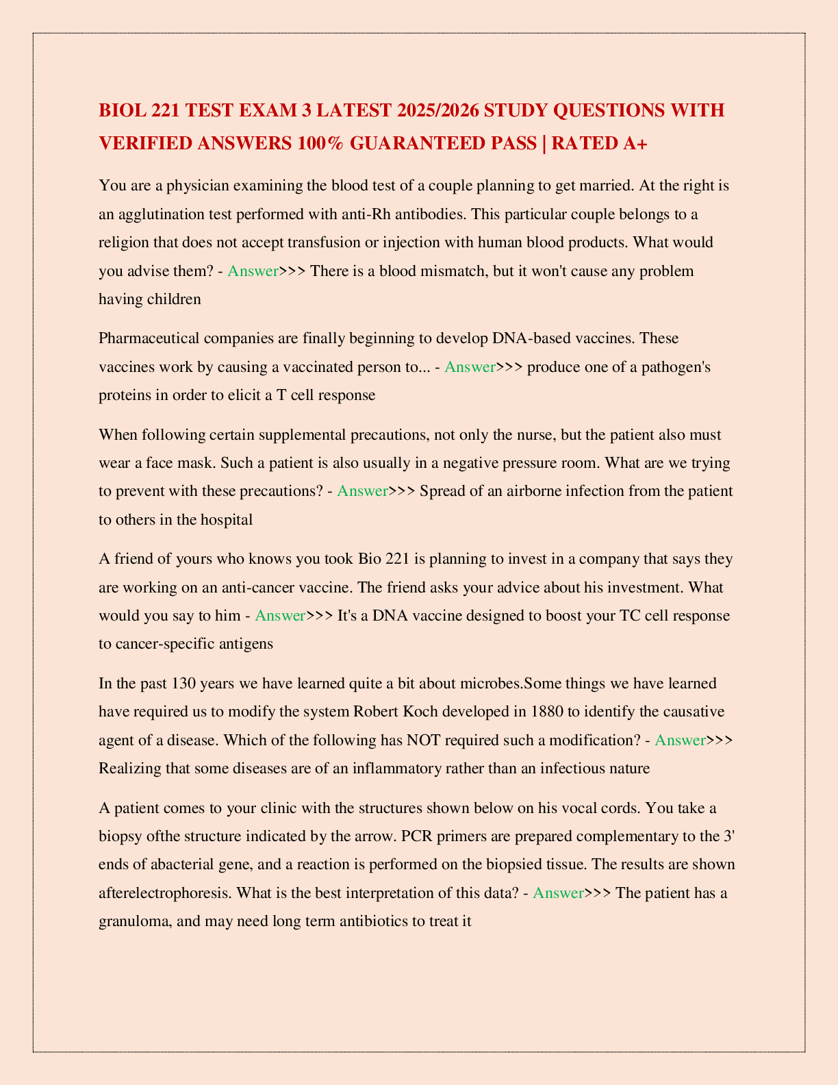 BIOL 221 TEST EXAM 3 LATEST 2025/2026 STUDY QUESTIONS WITH VERIFIED ANSWERS 100% GUARANTEED PASS | RATED A+