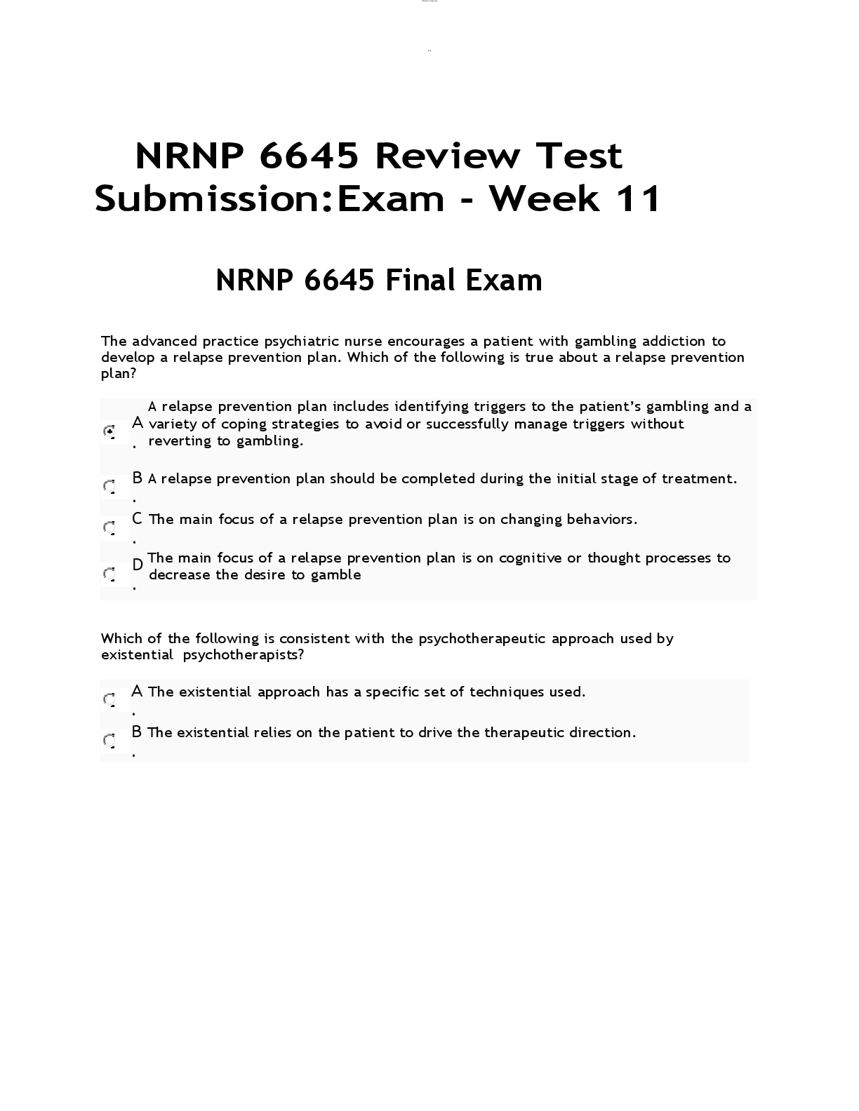 Preview image for NRNP 6645 Review Test Submission: Exam - Week 11 NRNP 6645 Final Exam