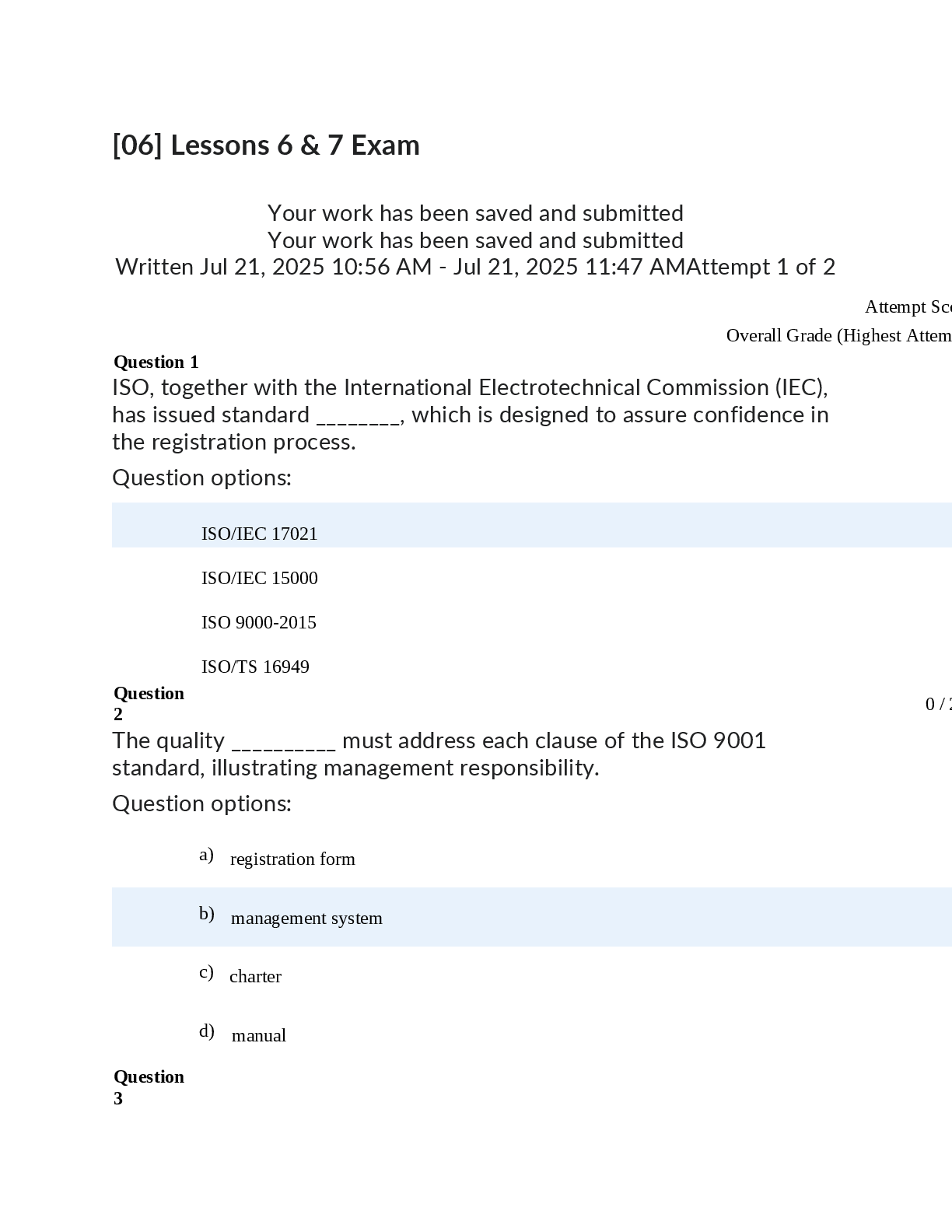 Preview image for C BZ440 Quality Control Lesson 6 & 7 Exam | Questions and Answers | Ashworth College