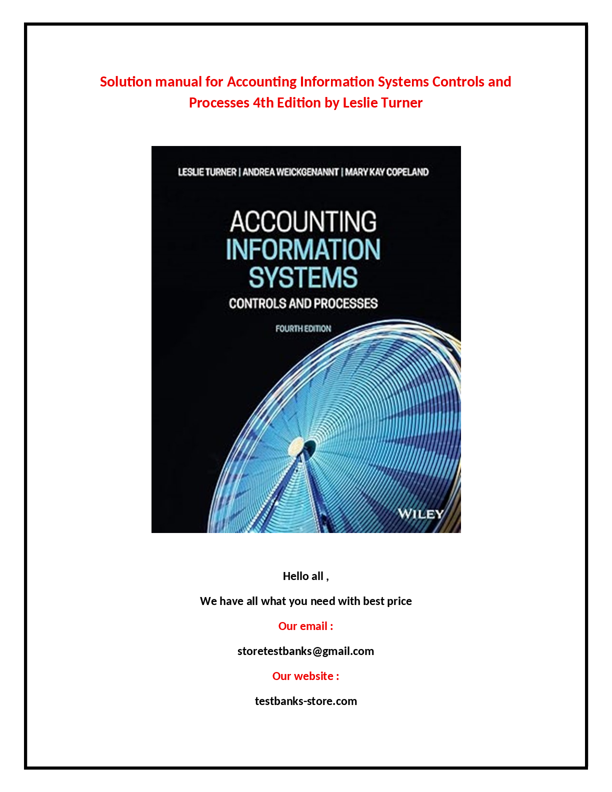 Preview image for Solution manual for Accounting Information Systems Controls and Processes 4th Edition by Leslie Turner