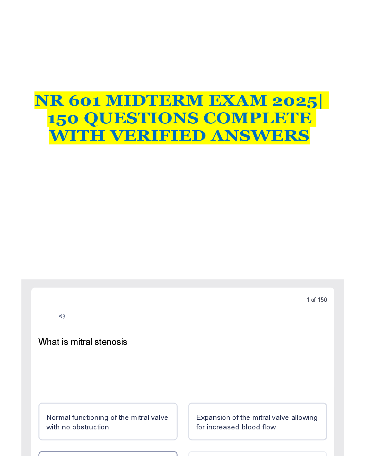 NR 601 MIDTERM EXAM 2025| 150 QUESTIONS COMPLETE WITH VERIFIED ANSWERS A+