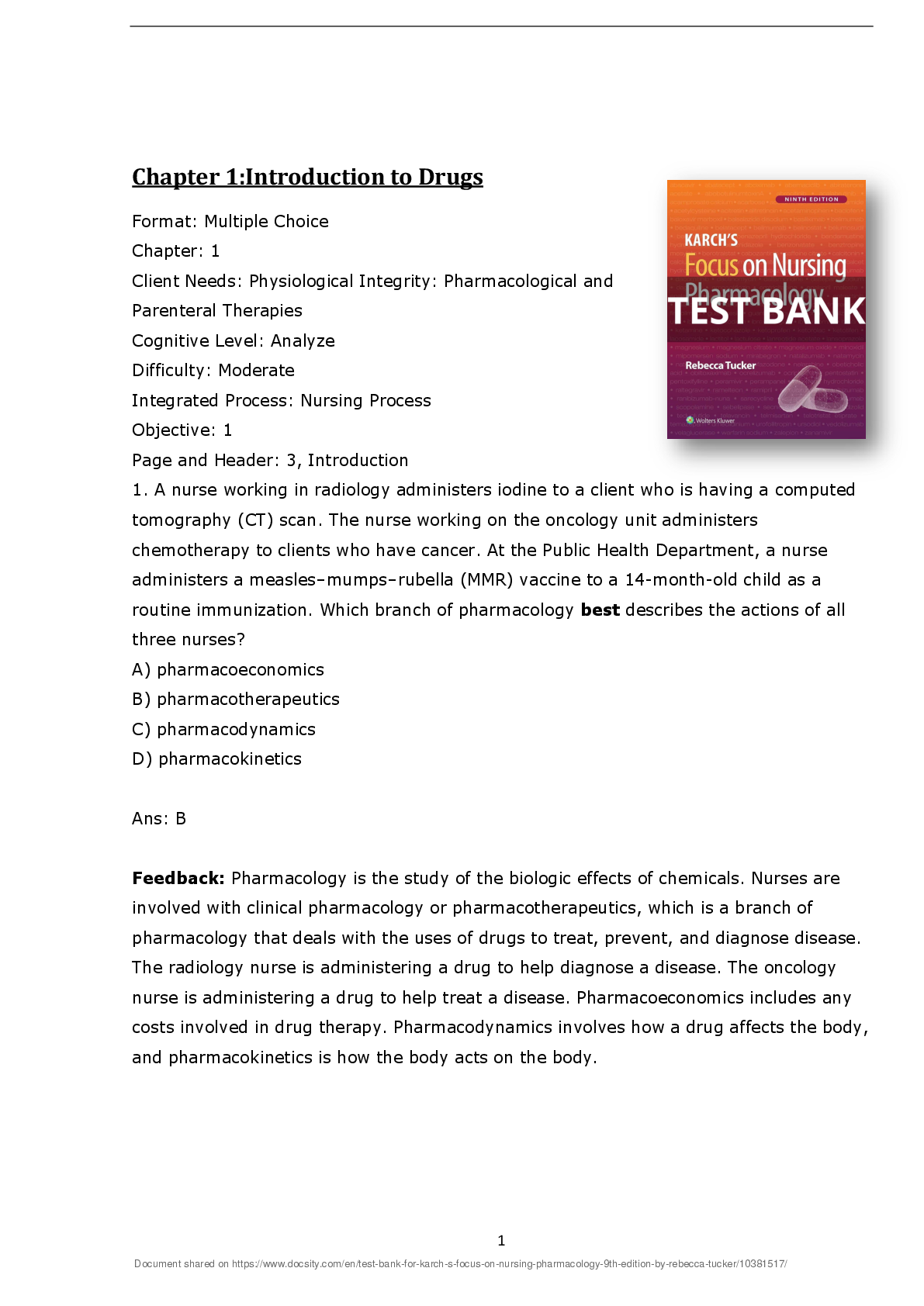 Preview image for Karch’s Focus on Nursing Pharmacology 9th Edition By Rebecca Tucker TEST BANK