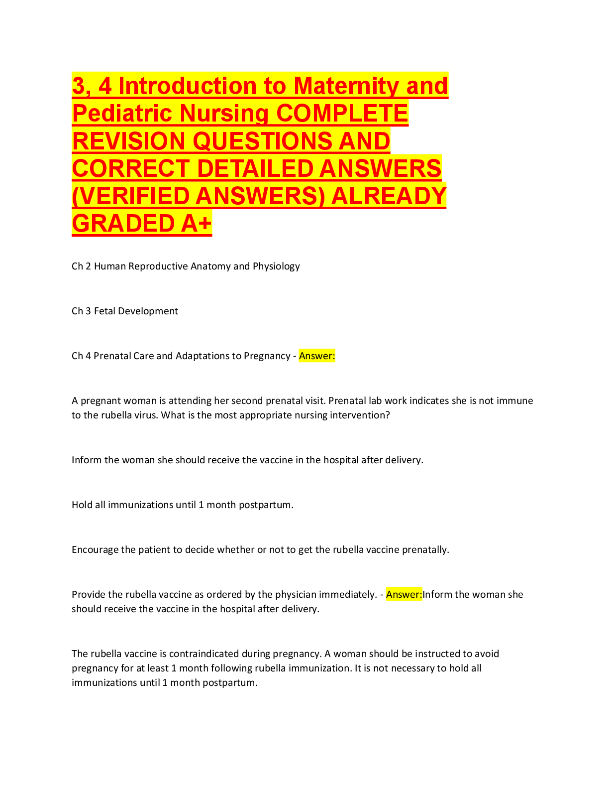 Preview image for Maternity and Pediatric Nursing