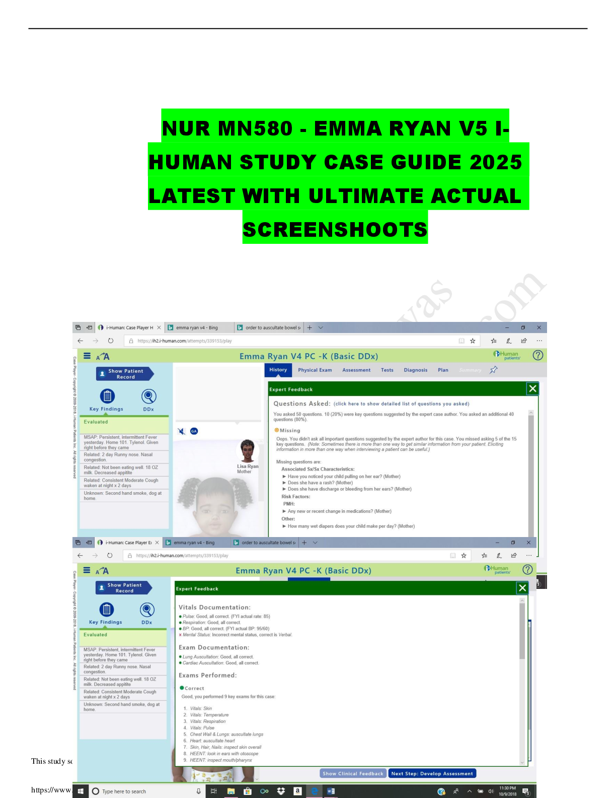 Preview image for NUR MN580 - EMMA RYAN V5 I HUMAN STUDY CASE GUIDE 2025  LATEST WITH ULTIMATE ACTUAL  SCREENSHOOTS