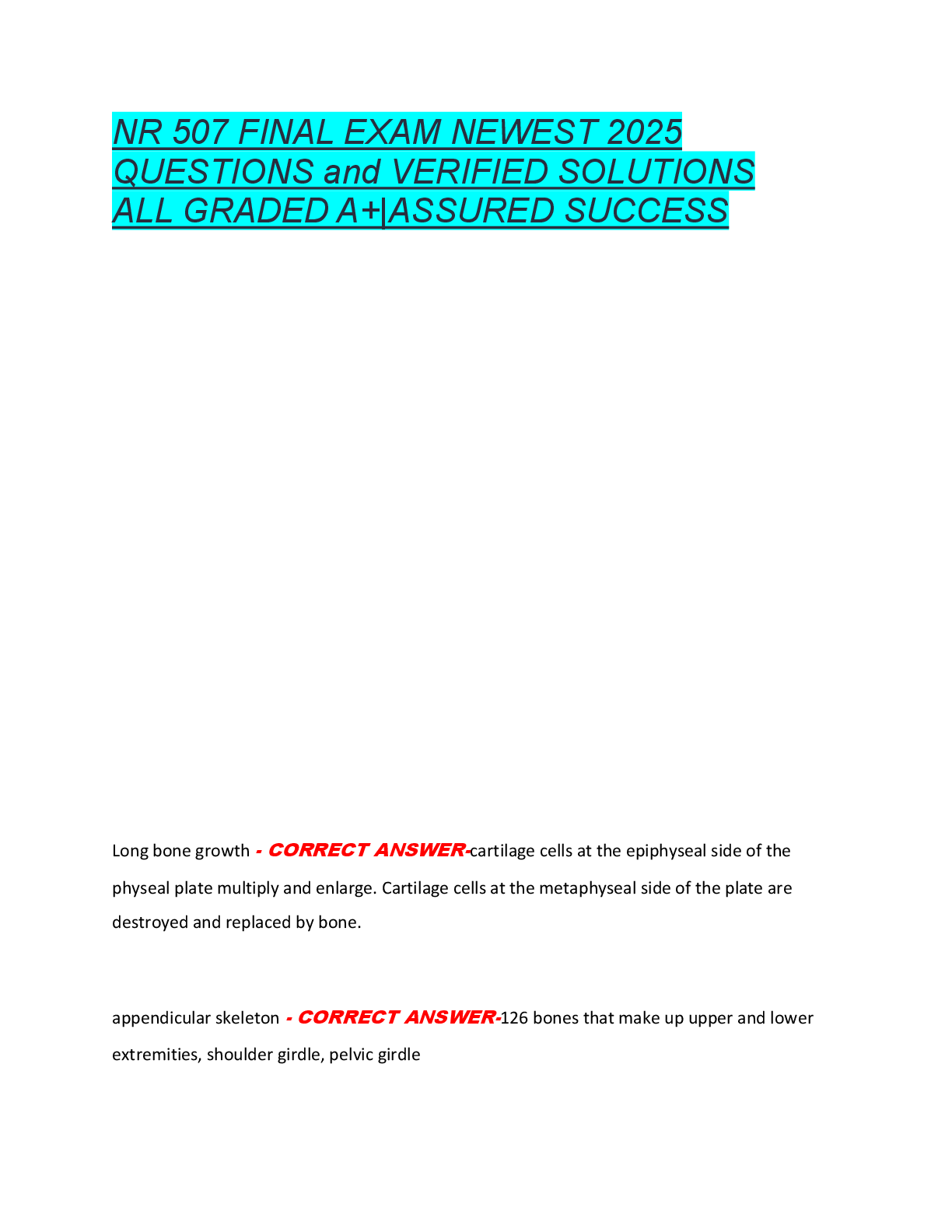NR 507 FINAL EXAM NEWEST 2025  QUESTIONS and VERIFIED SOLUTIONS  ALL GRADED A+|ASSURED SUCCESS