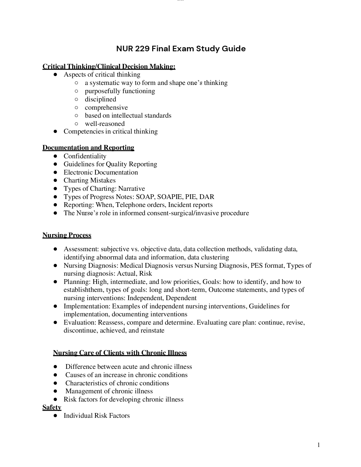 Preview image for NUR 229 Final Exam Study Guide
