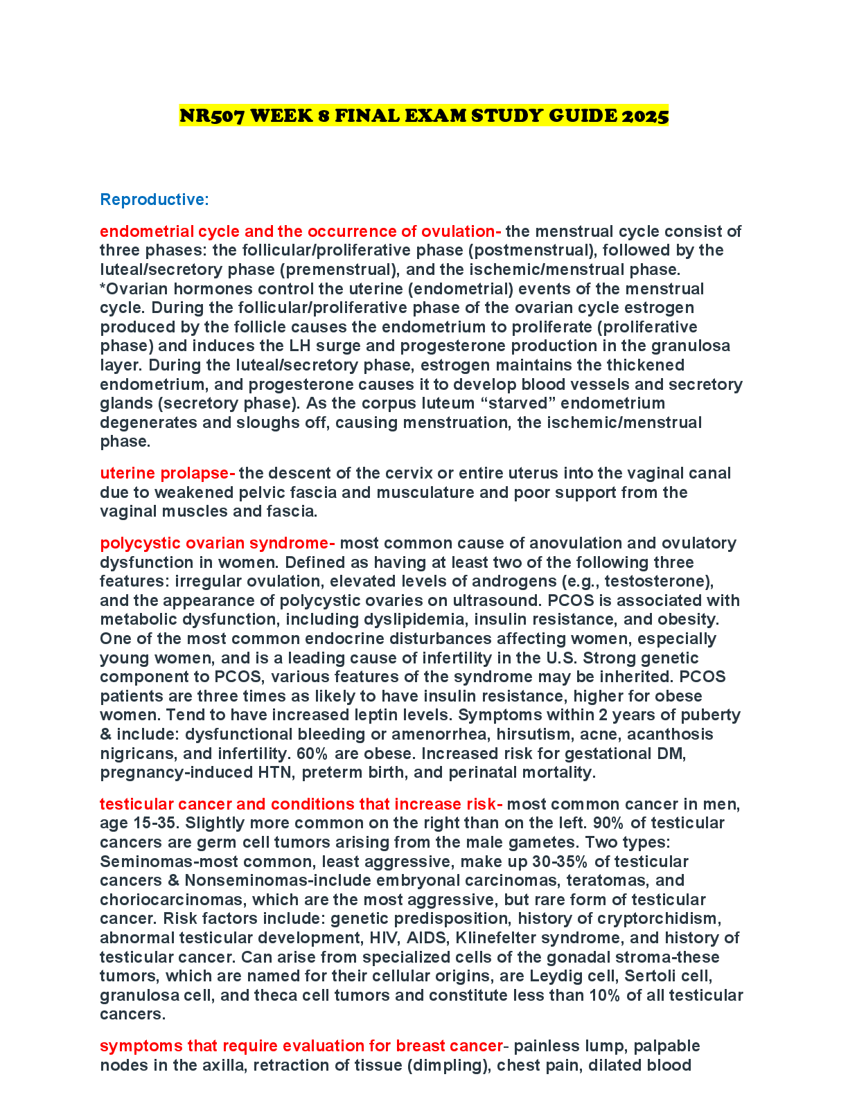 Preview image for NR507 WEEK 8 FINAL EXAM STUDY GUIDE 2025