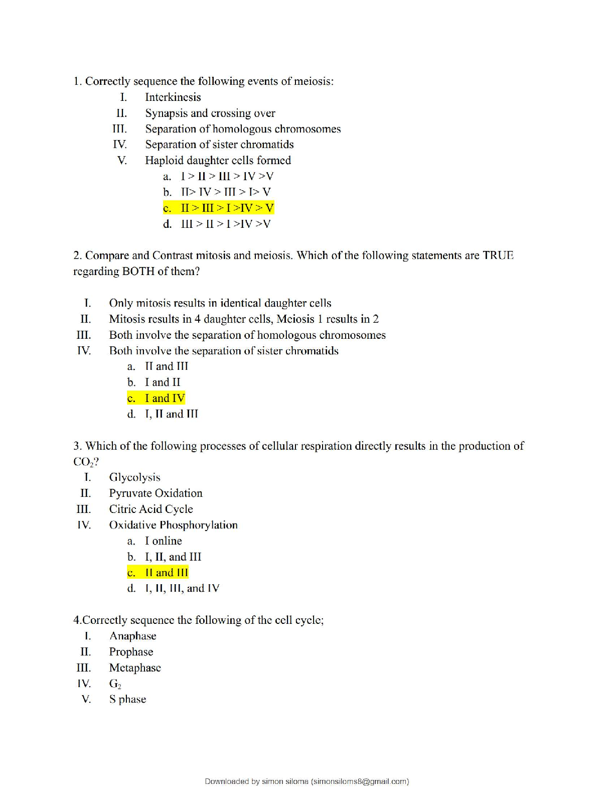 General Biology 115 / Practice Final Exam with Answers   2025 Update