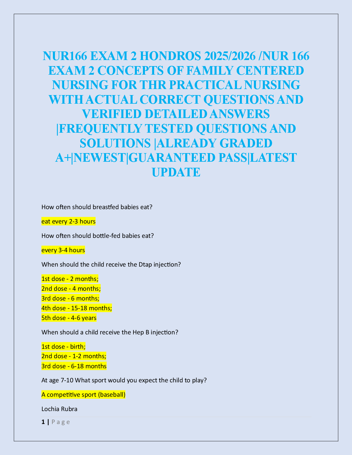 NUR166 EXAM 2 HONDROS 2025/2026