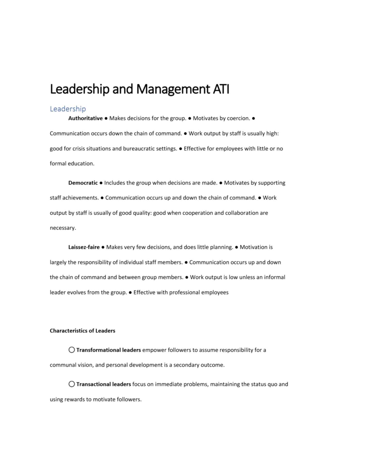 Preview image for LEADERSHIP AND MANAGEMENT ATI