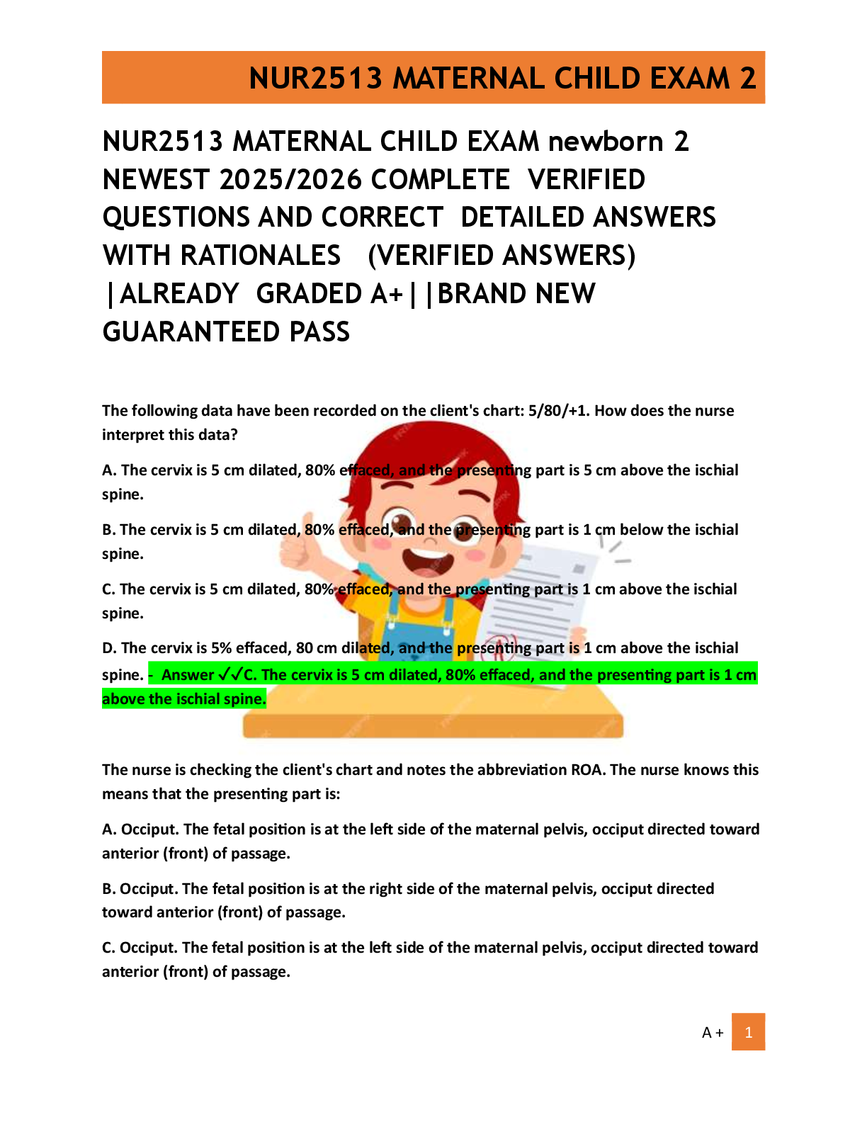 Preview of NUR2513 MATERNAL CHILD EXAM newborn 2   NEWEST 2025/2026 COMPLETE  VERIFIED  QUESTIONS AND CORRECT  DETAILED ANSWERS  WITH RATIONALES   (VERIFIED ANSWERS)  |ALREADY  GRADED A+||BRAND NEW   GUARANTEED PASS