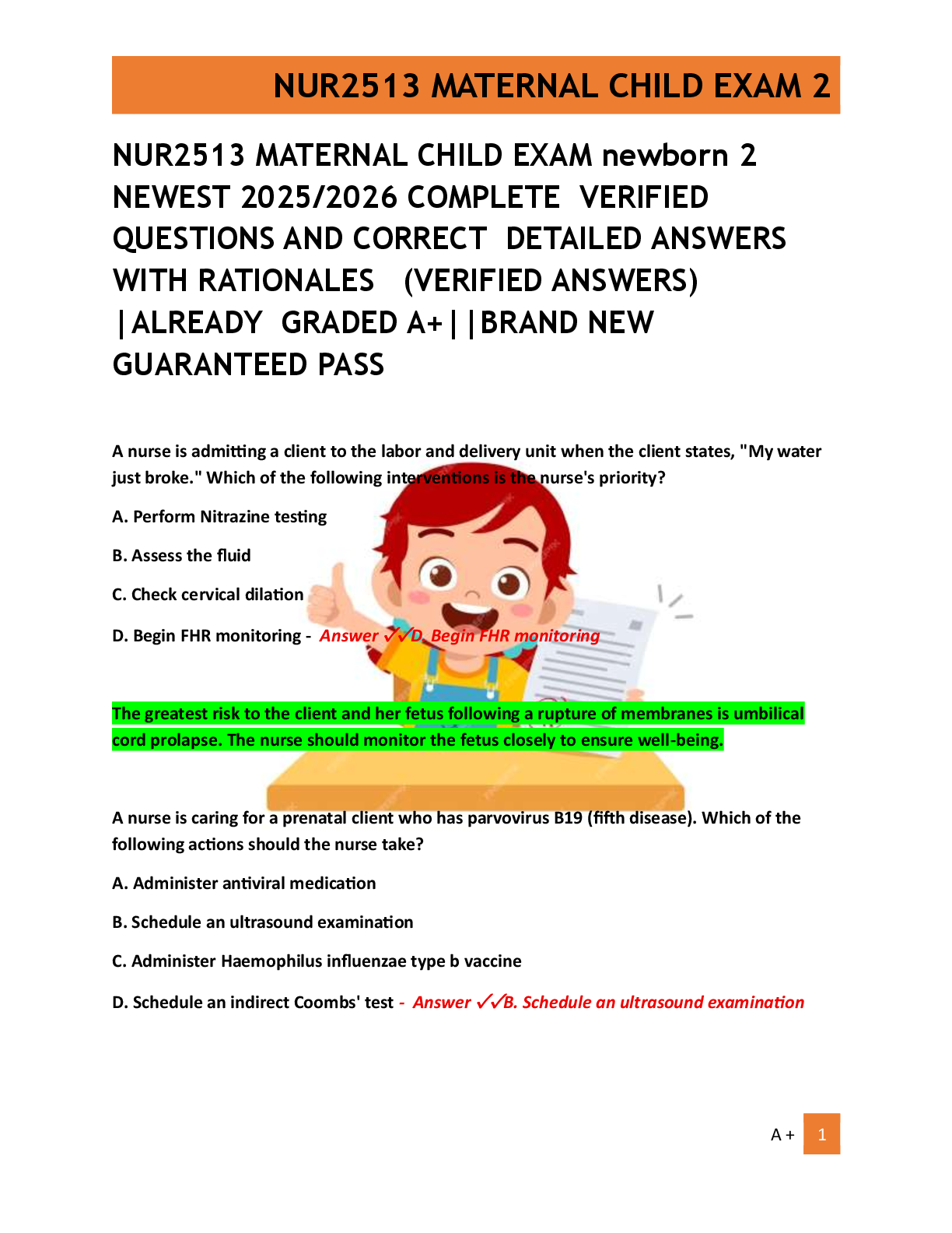NUR2513 MATERNAL CHILD EXAM newborn 2   NEWEST 2025/2026 COMPLETE  VERIFIED  QUESTIONS AND CORRECT  DETAILED ANSWERS  WITH RATIONALES   (VERIFIED ANSWERS)  |ALREADY  GRADED A+||BRAND NEW   GUARANTEED PASS