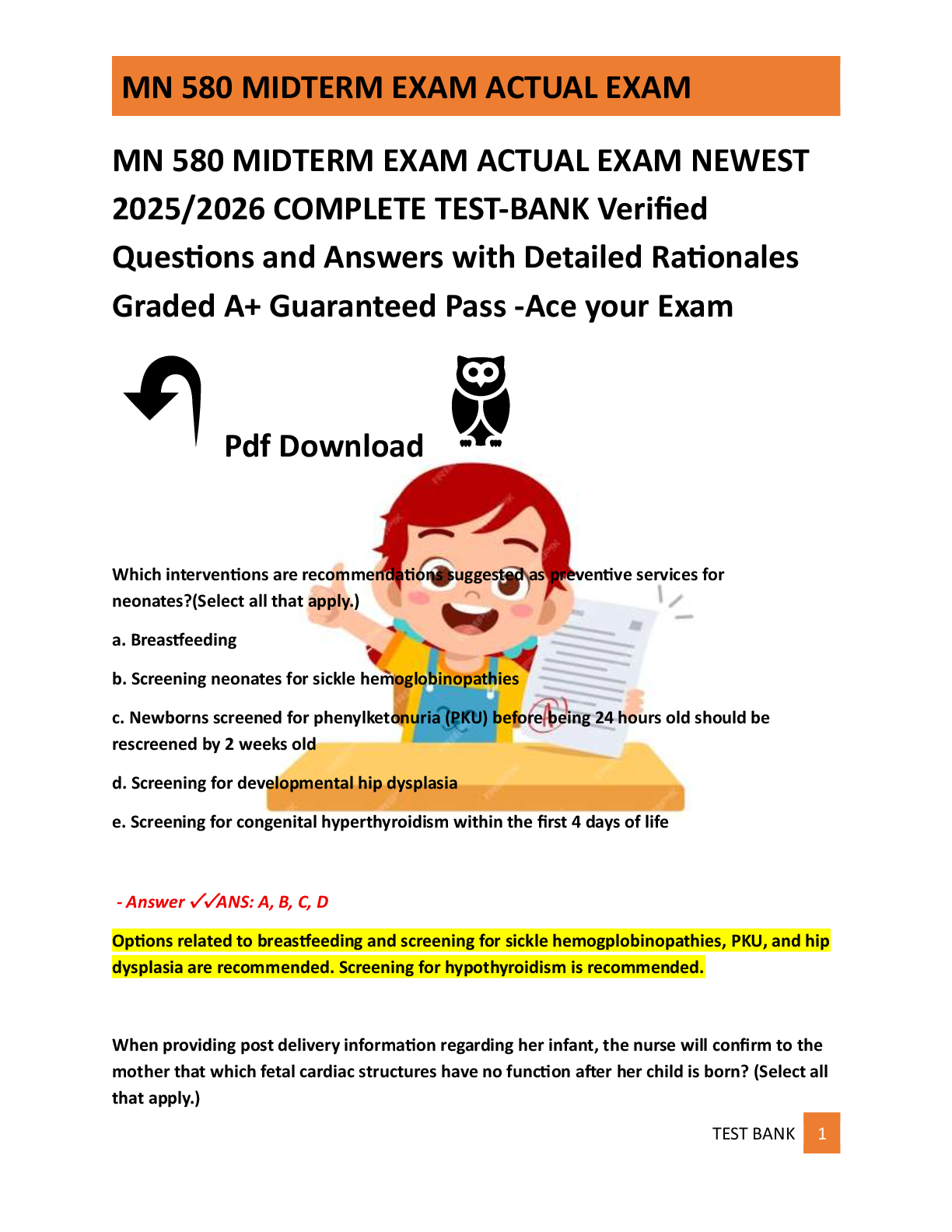 Preview of MN 580 MIDTERM EXAM ACTUAL EXAM NEWEST  2025/2026 COMPLETE TEST-BANK Verified  Questions a