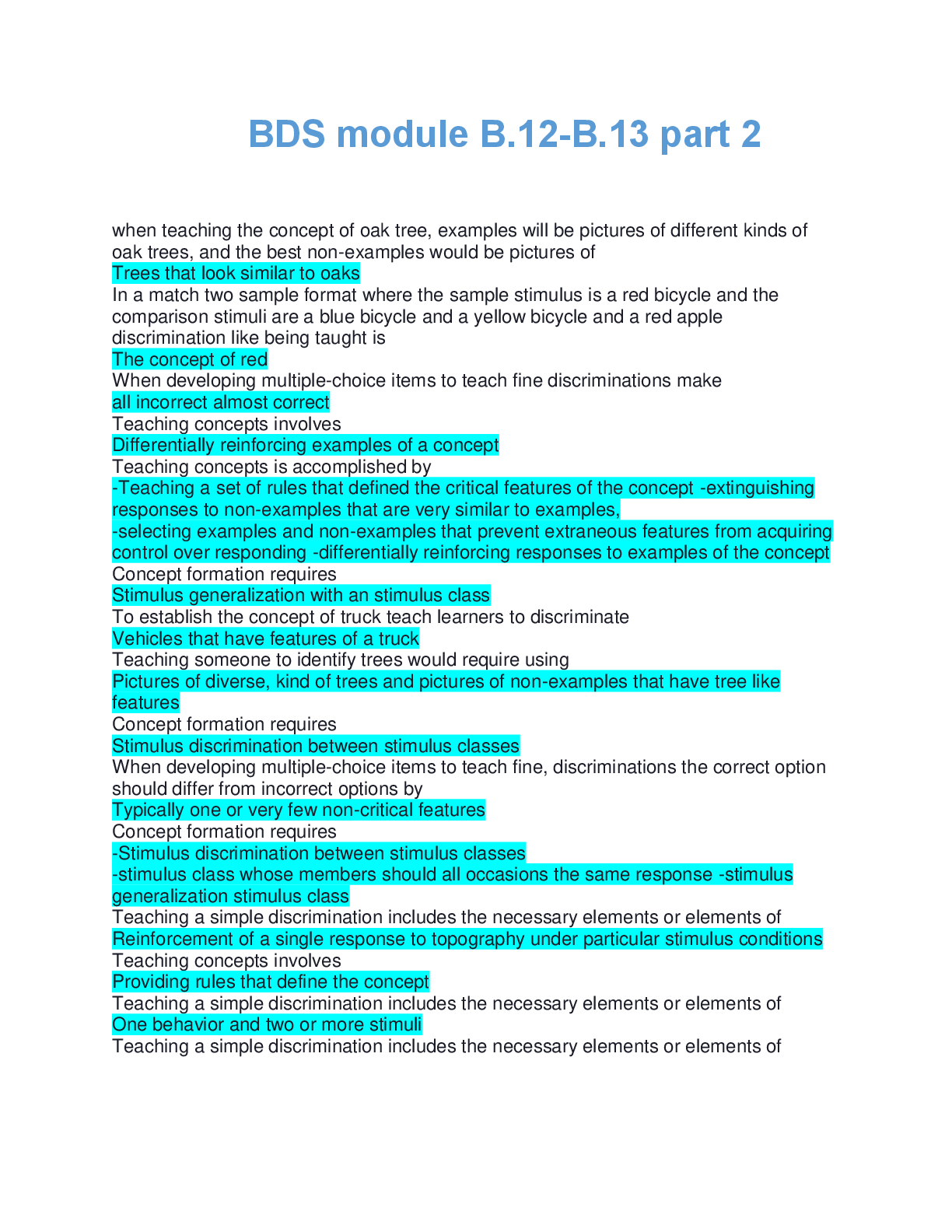 Preview image for BDS module B.12-B.13 part 2 questions with verified answers complete solution 2025/2026