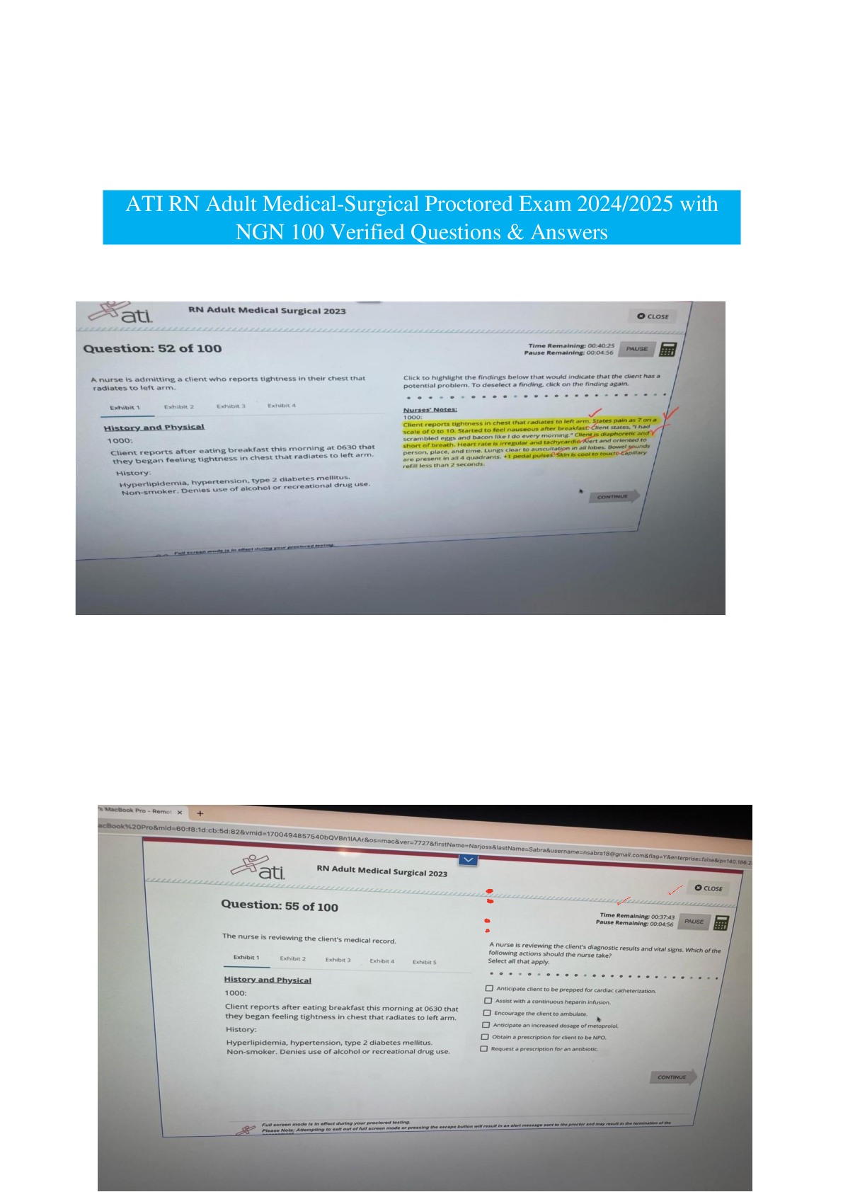 Recommended document preview for ATI RN Adult Medical-Surgical Proctored Exam 2024/2025 with  NGN 100 Verified Questions & Answers
