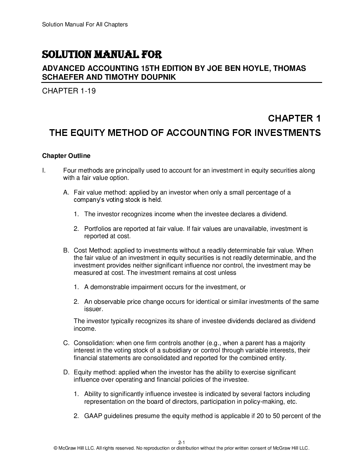 Preview image for SOLUTION MANUAL FOR ADVANCED ACCOUNTING 15TH EDITION BY JOE BEN HOYLE, THOMAS SCHAEFER A