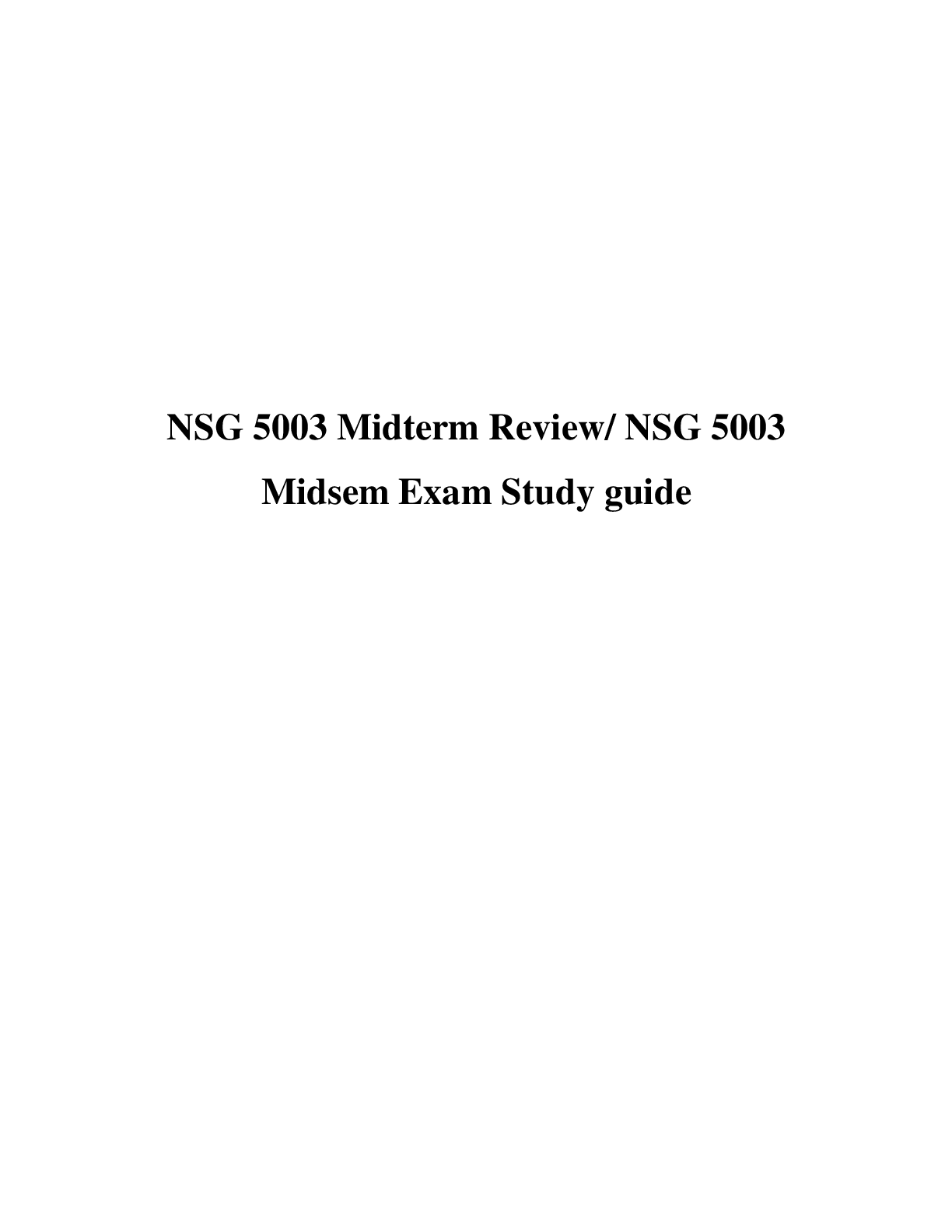 Preview image for NSG 5003 MIDTERM EXAM STUDY GUIDE (LATEST) - Advanced Pathophysiology- South University