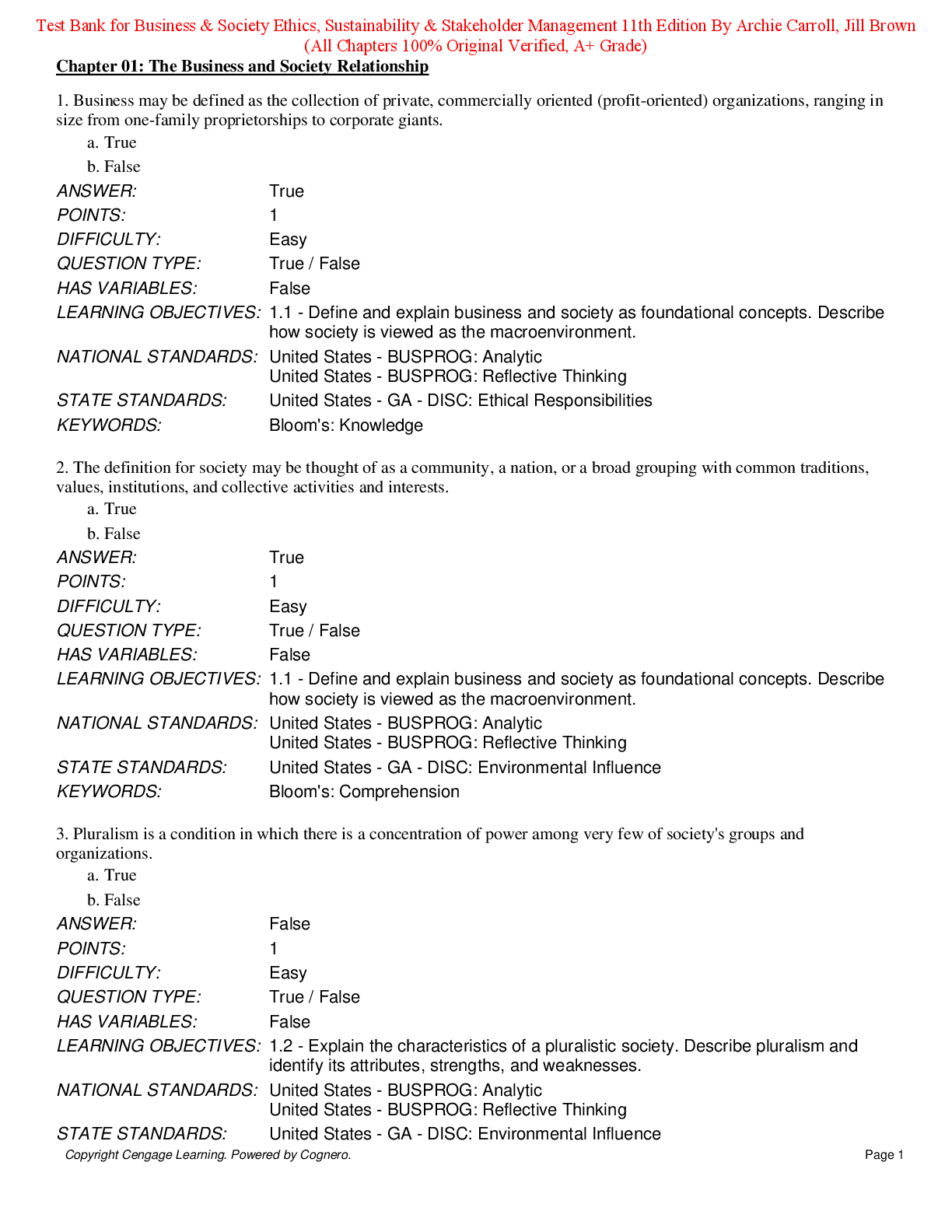 Preview image for Test Bank for Business & Society Ethics, Sustainability & Stakeholder Management 11th Edition By Archie Carroll, Jill Brown (All Chapters 100% Original Verified, A+ Grade)