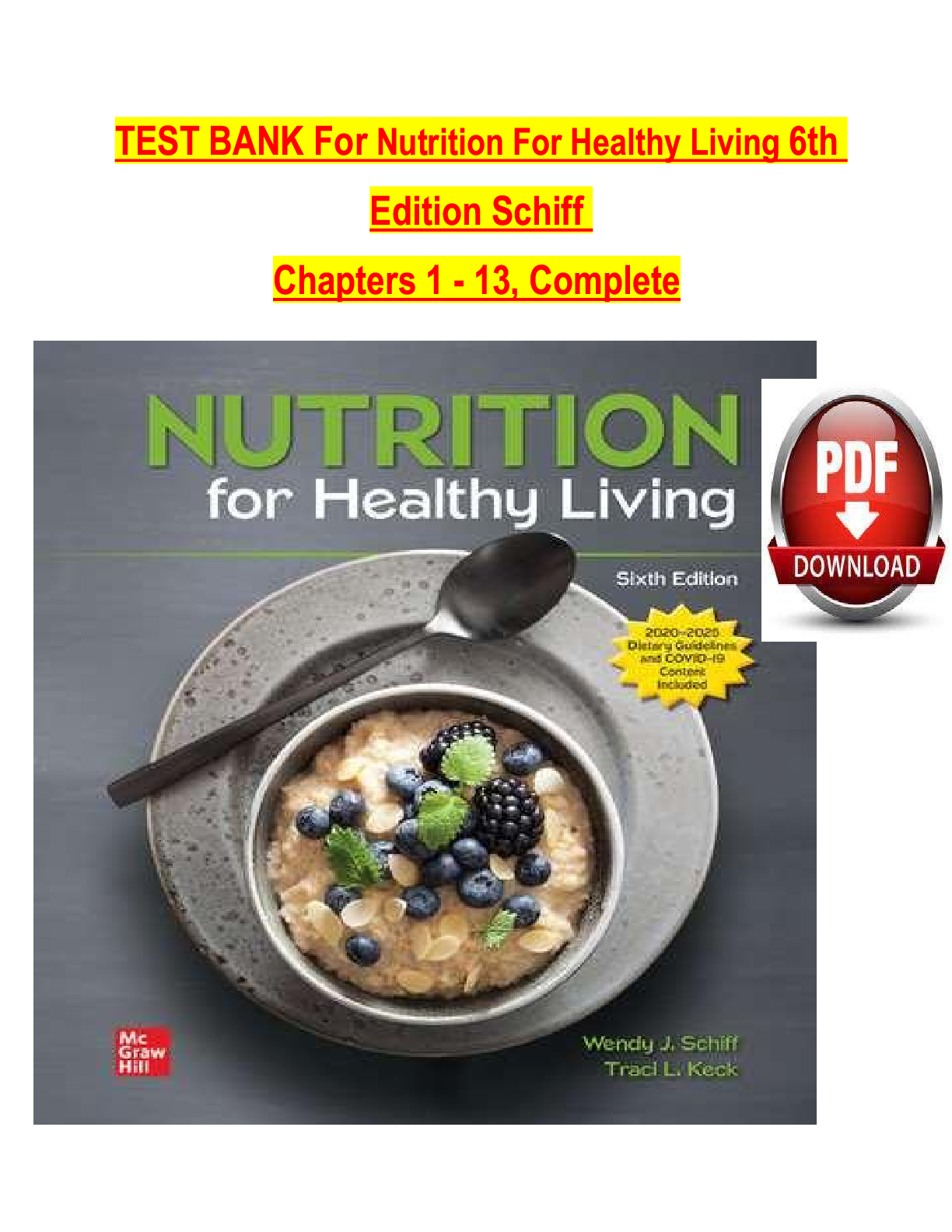 Preview image for Test Bank for Nutrition for Healthy Living 5th Edition by Wendy Schiff A+ Latest
