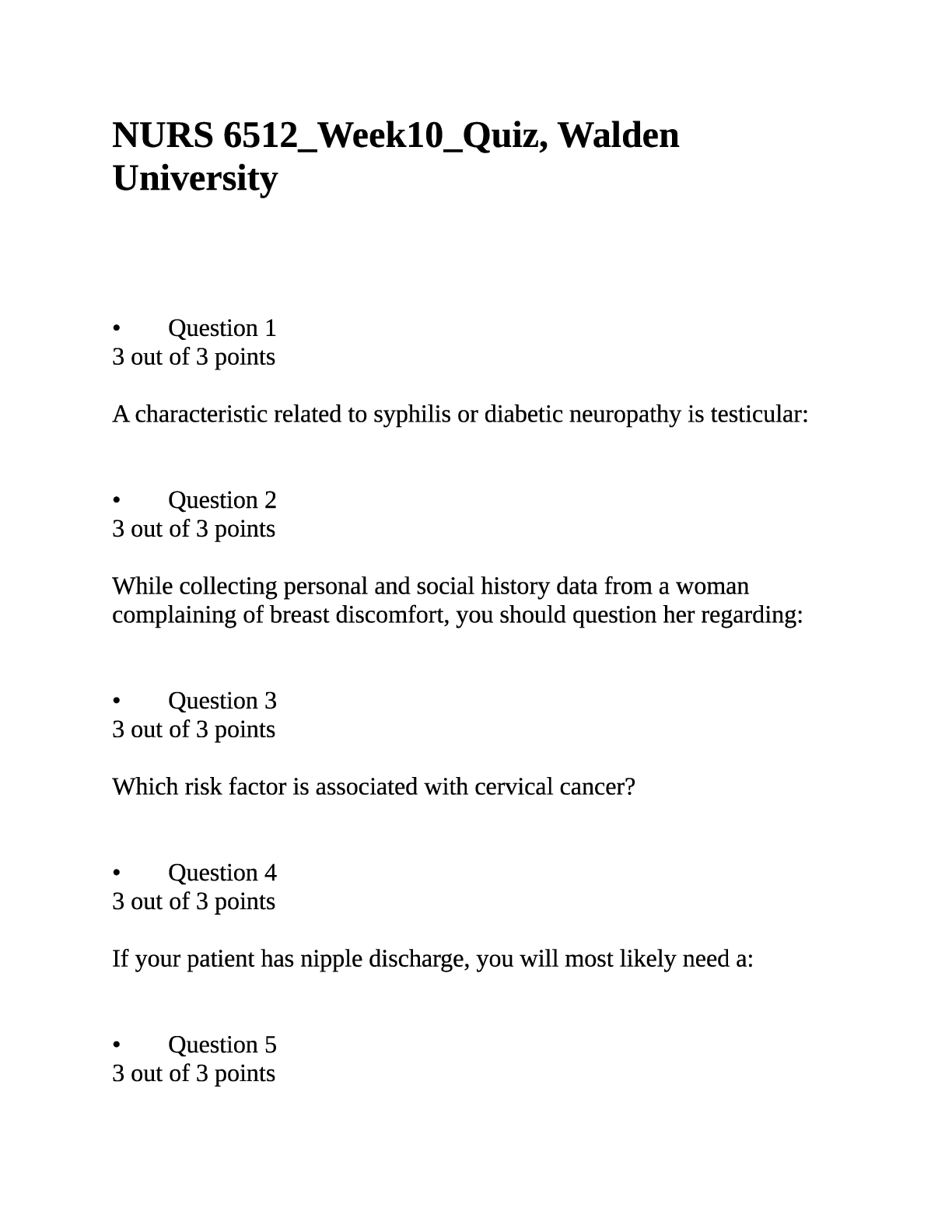 Preview image for NURS 6512 Week 10 Quiz, Walden University