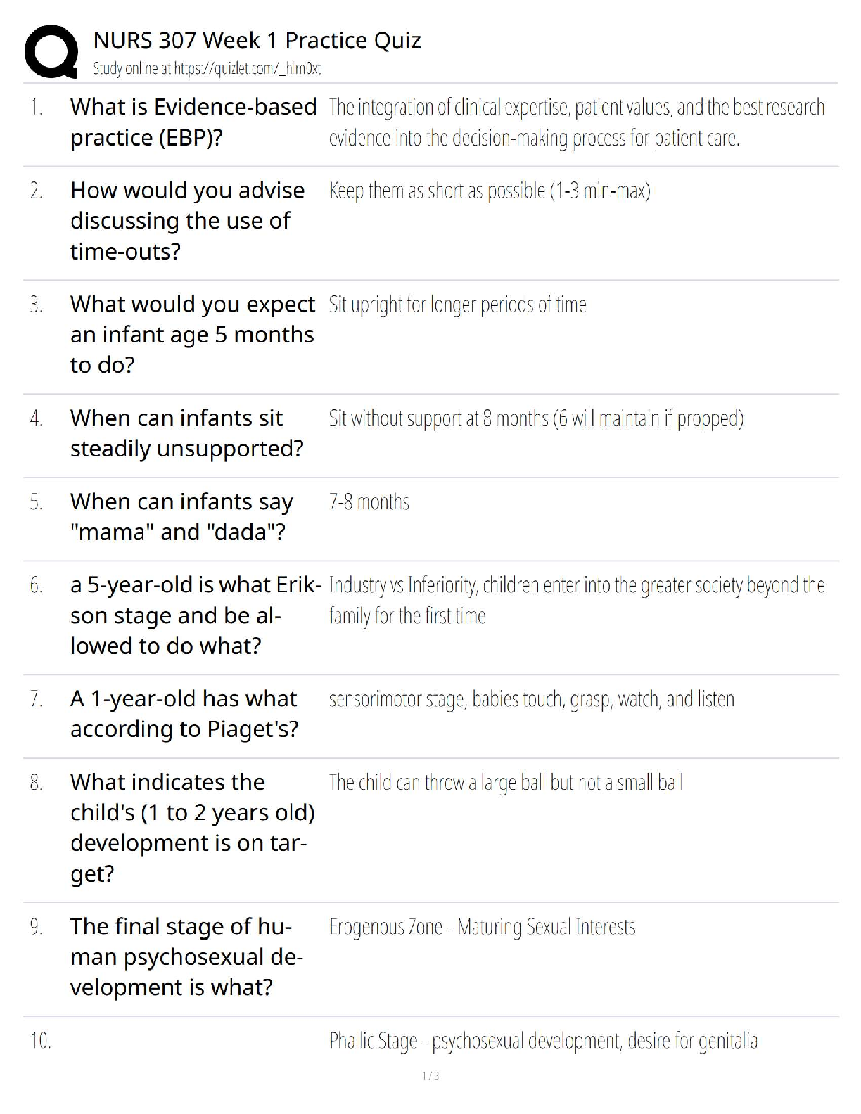 Preview of NURS 307 Week 1 Practice Quiz / Nursing Pathophysiology & Health Concepts / 2025 Update –