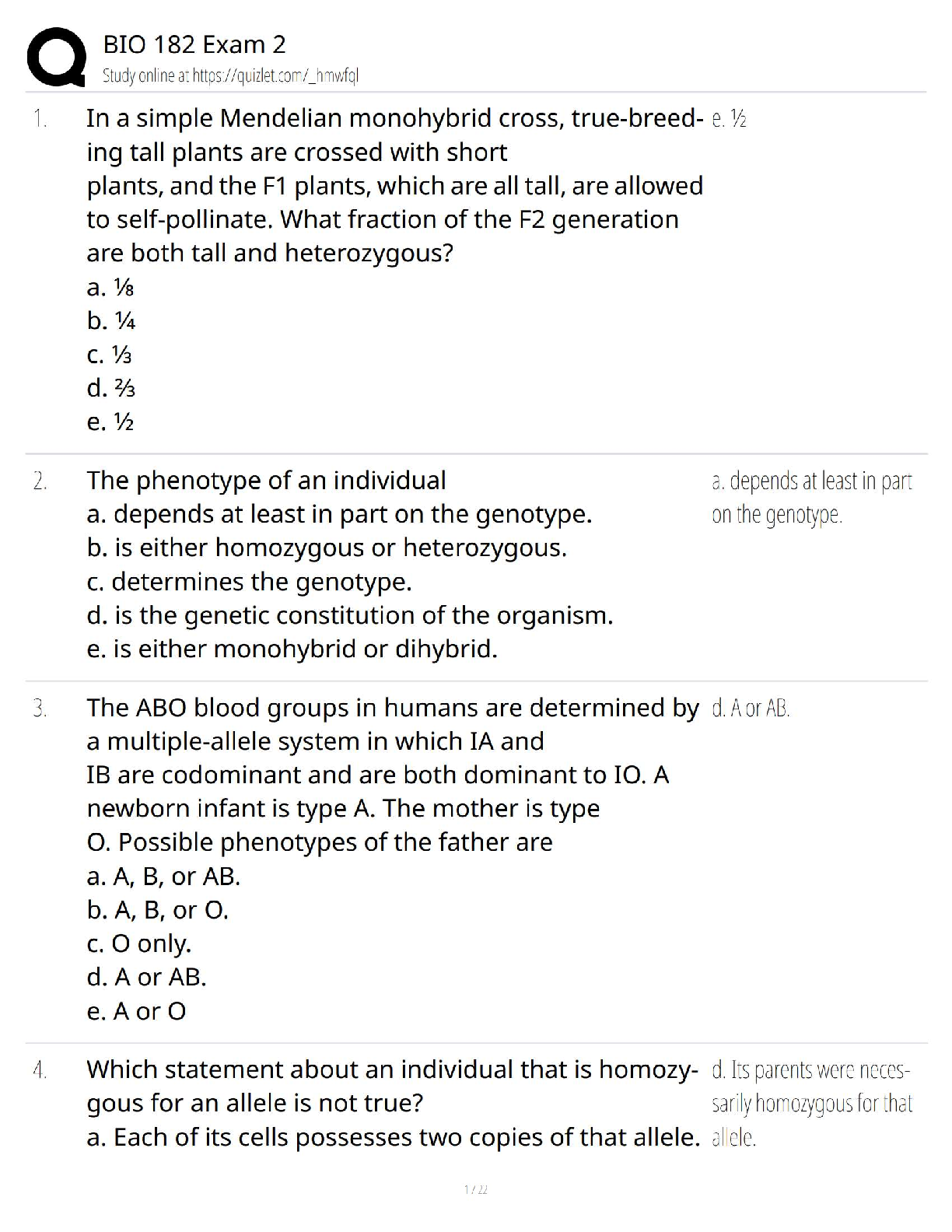 Recommended document preview for BIO 182 Exam 2 Study Guide / Evolution, Biodiversity & Organismal Biology / 2025 Update –  