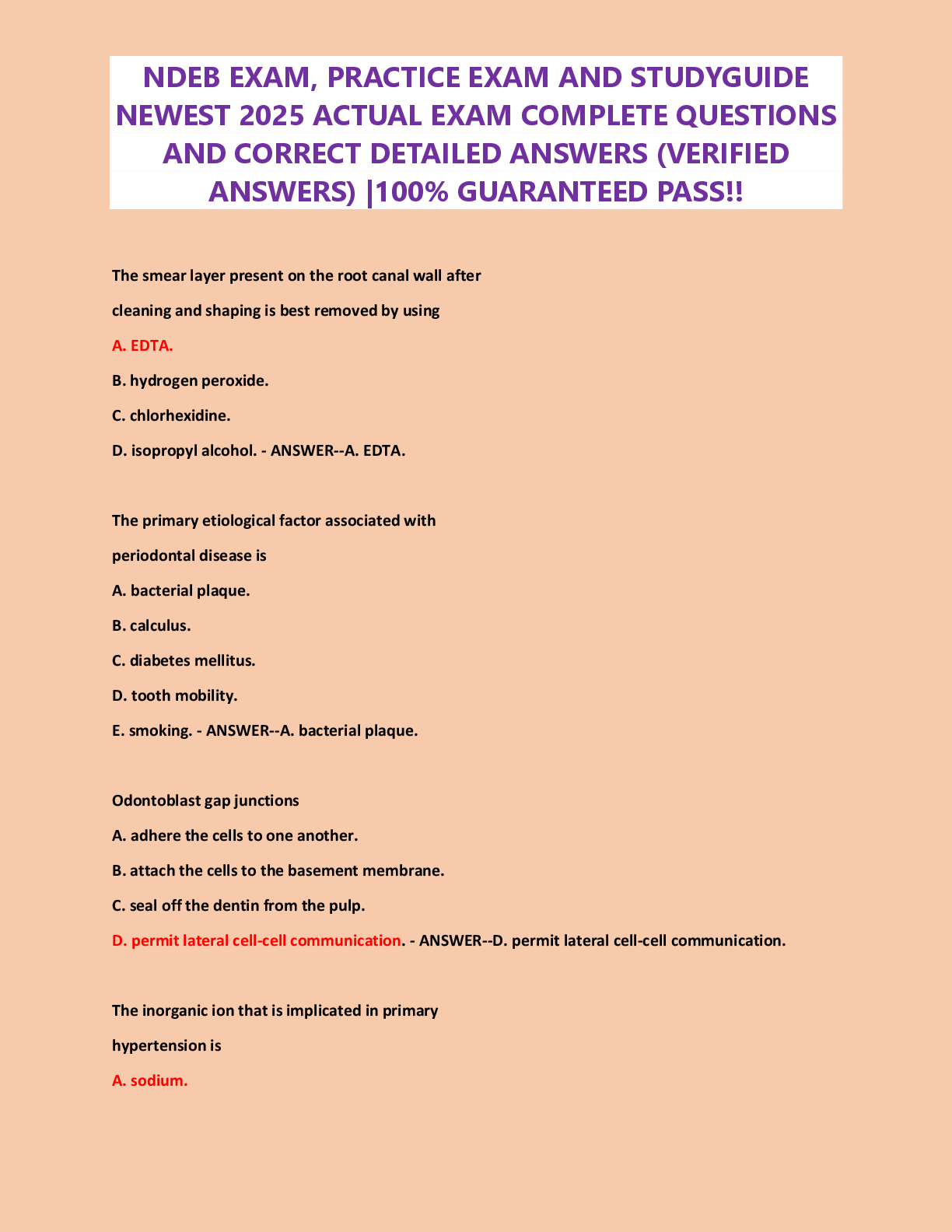 Preview image for NDEB EXAM, PRACTICE EXAM AND STUDY GUIDE NEWEST 2025 ACTUAL EXAM COMPLETE QUESTIONS AND CORRECT DETAILED ANSWERS (VERIFIED ANSWERS)  100% GUARANTEED PASS!!