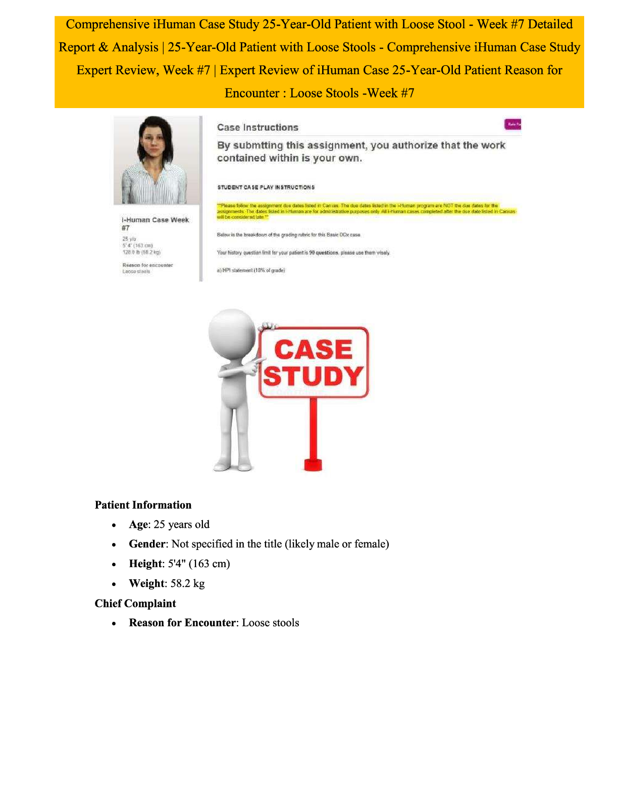 Preview image for Comprehensive ihuman case study of a 25-year-old patient experiencing loose stools