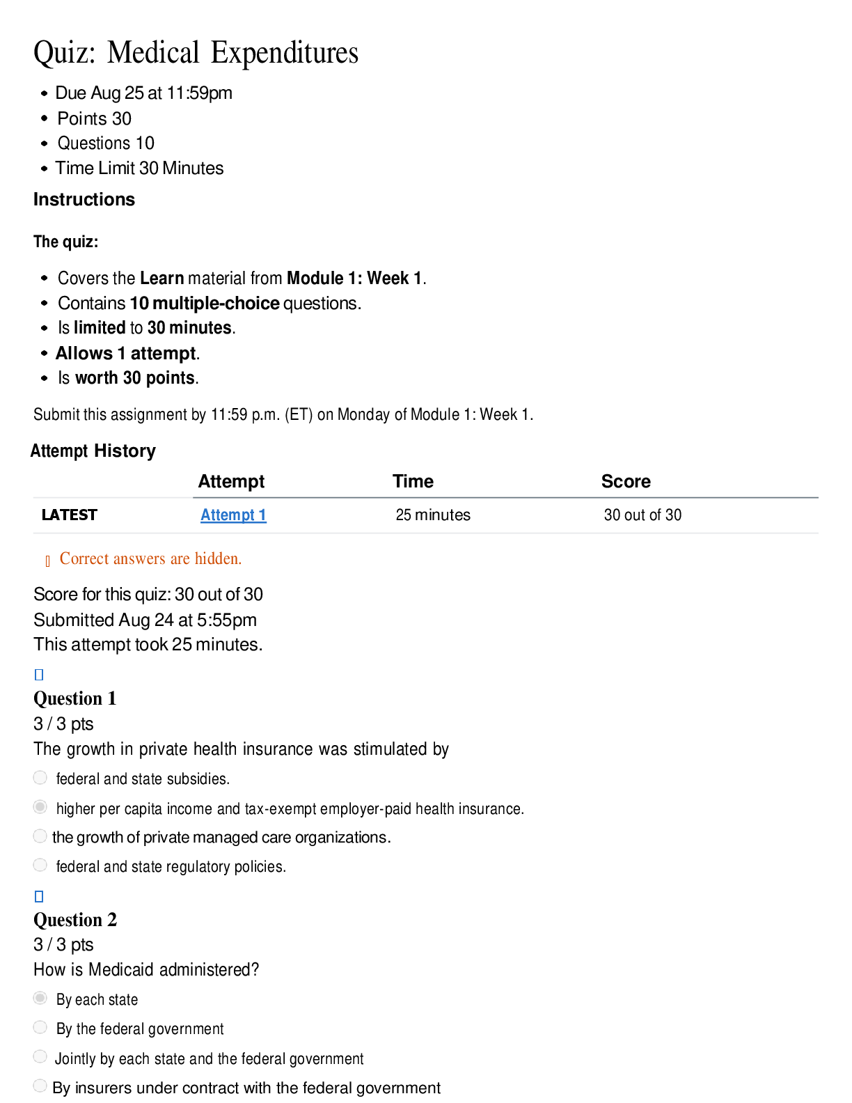Preview image for BUSI 429 Quiz 1: Medical Expenditures | Score 30/30 | Liberty University