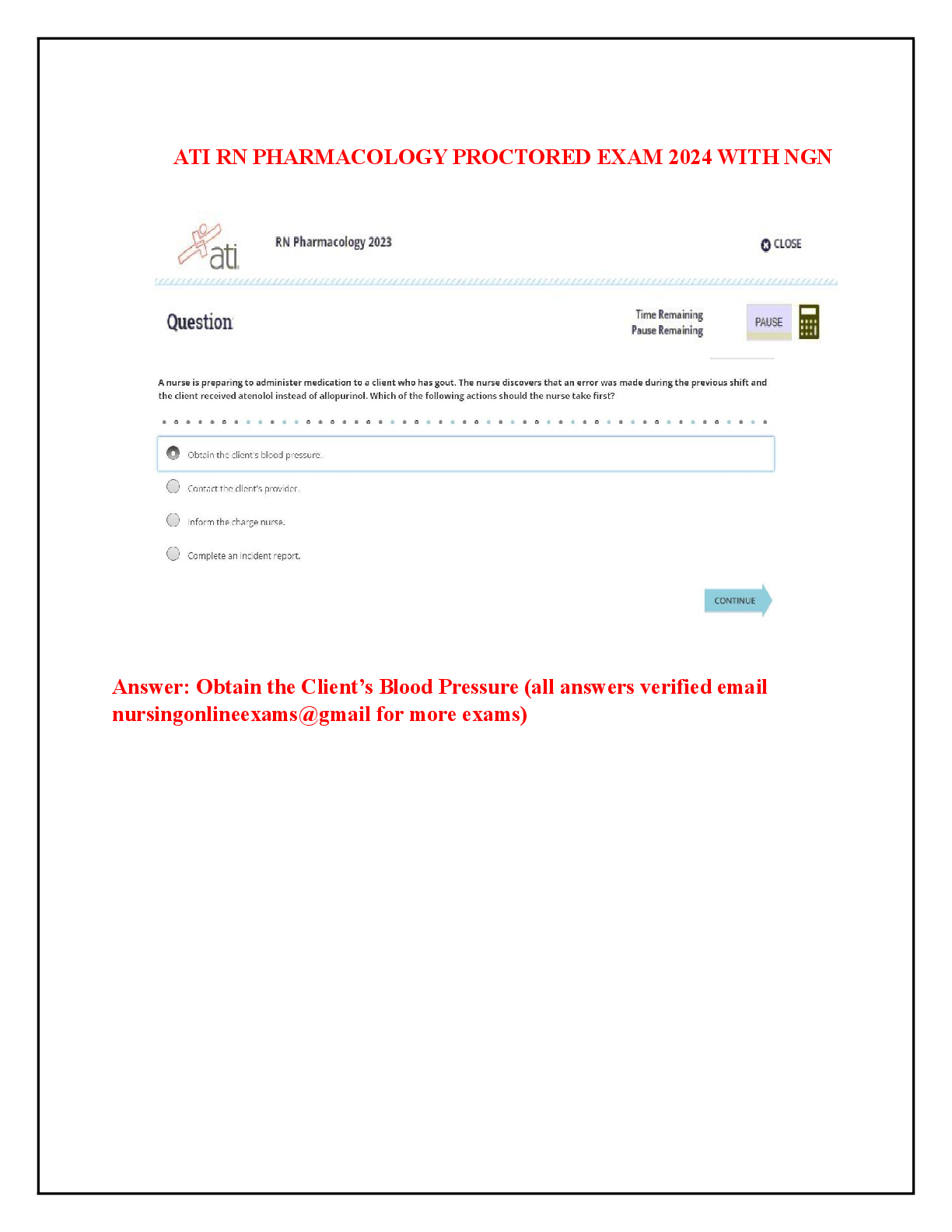 Preview image for ATI RN Pharmacology Proctored Exam 2023/2025 Comprehensive Test Bank: Real 70 NGN Questions & Answers with Rationale | Verified & Multiple Versions | Complete Study Guide & Practice Test.