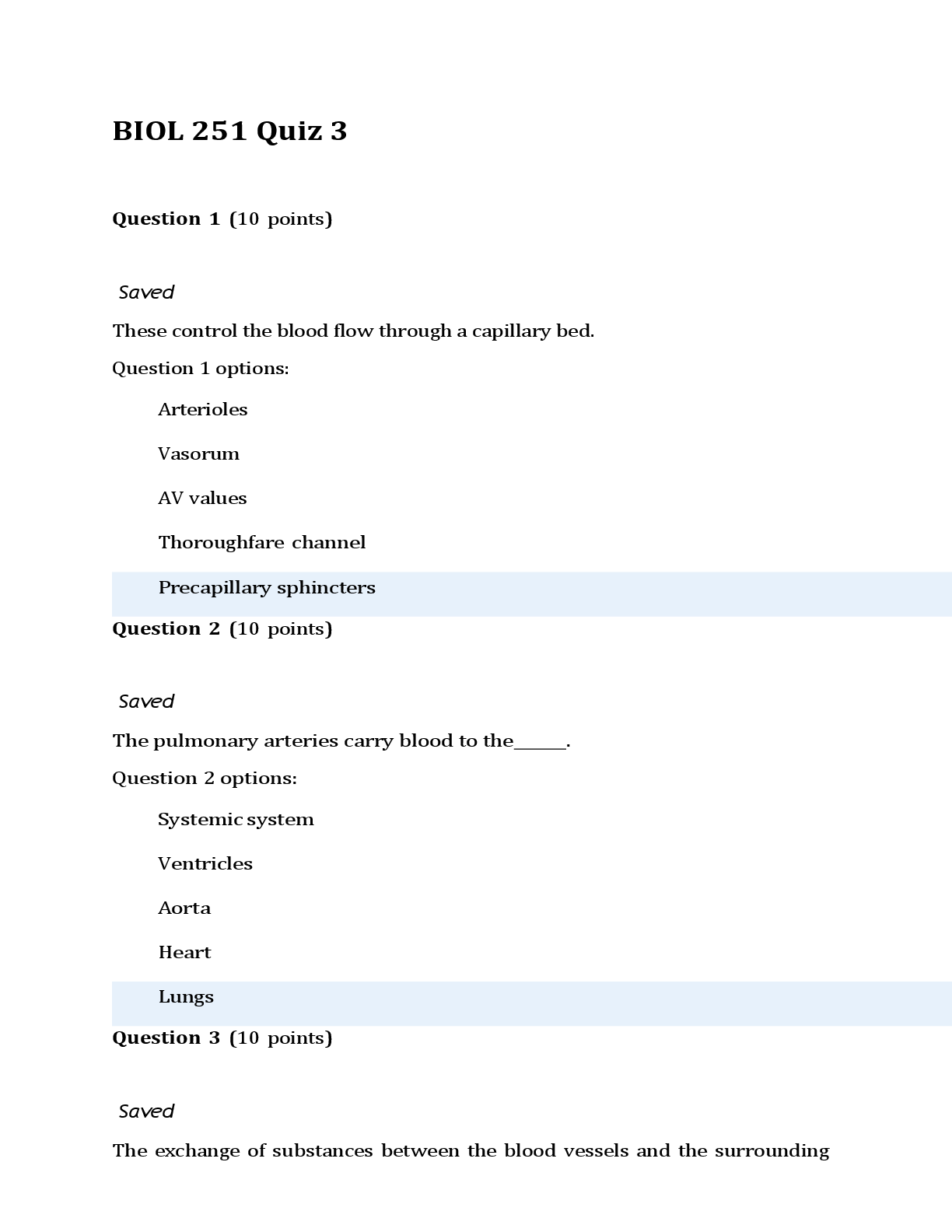 Preview image for BIOL 251 Quiz 3 | Questions and Answers | American Military University