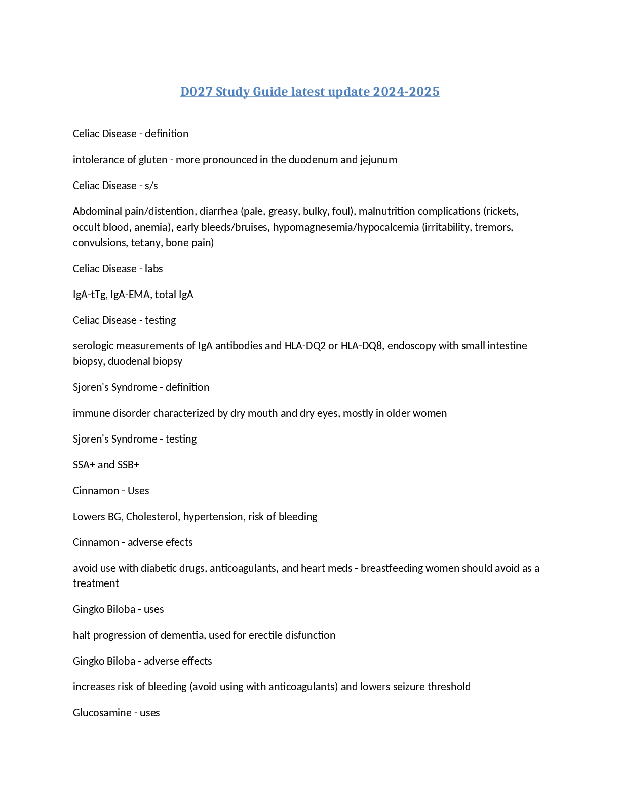 Preview image for D027 Study Guide latest update 2024-2025