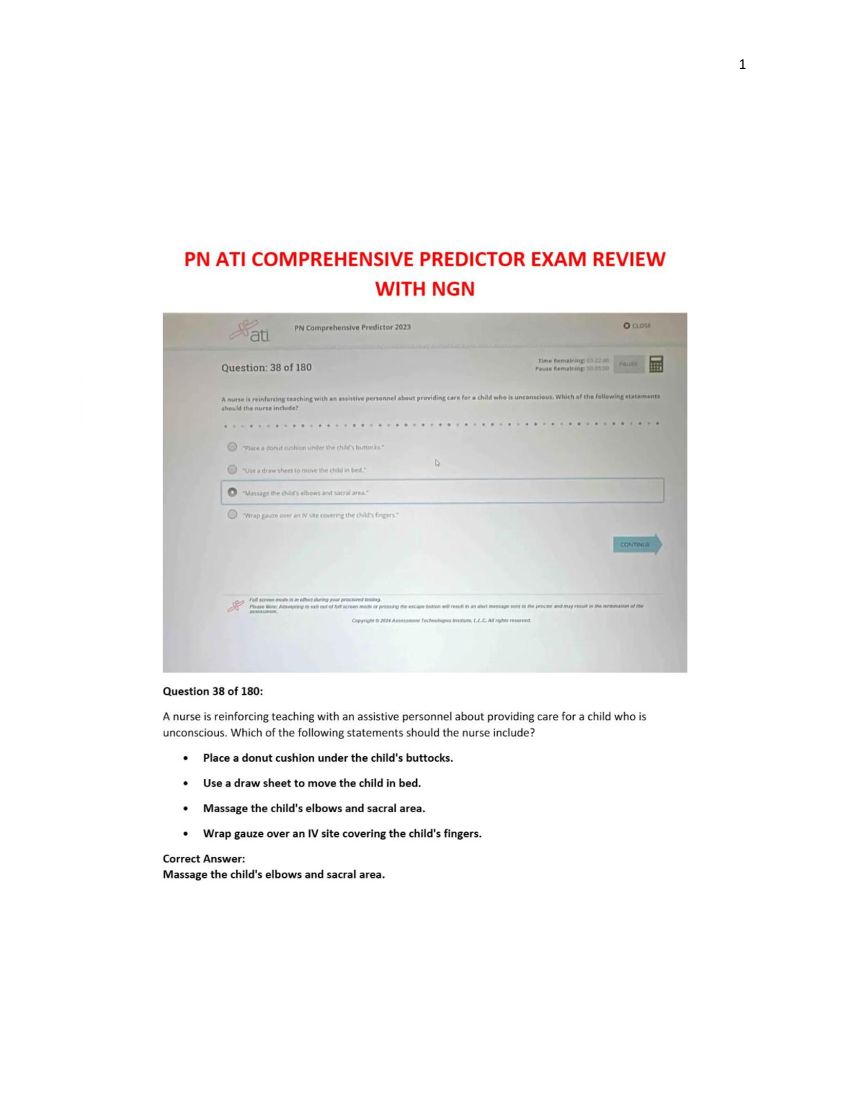 Preview image for Nail Every Question: 2025 ATI PN Comprehensive Predictor 2023/2025 Exit Exam with Verified 180 Questions & ATI Answer Keys to Guarantee First-Time Success in PN ATI Predictor Exam