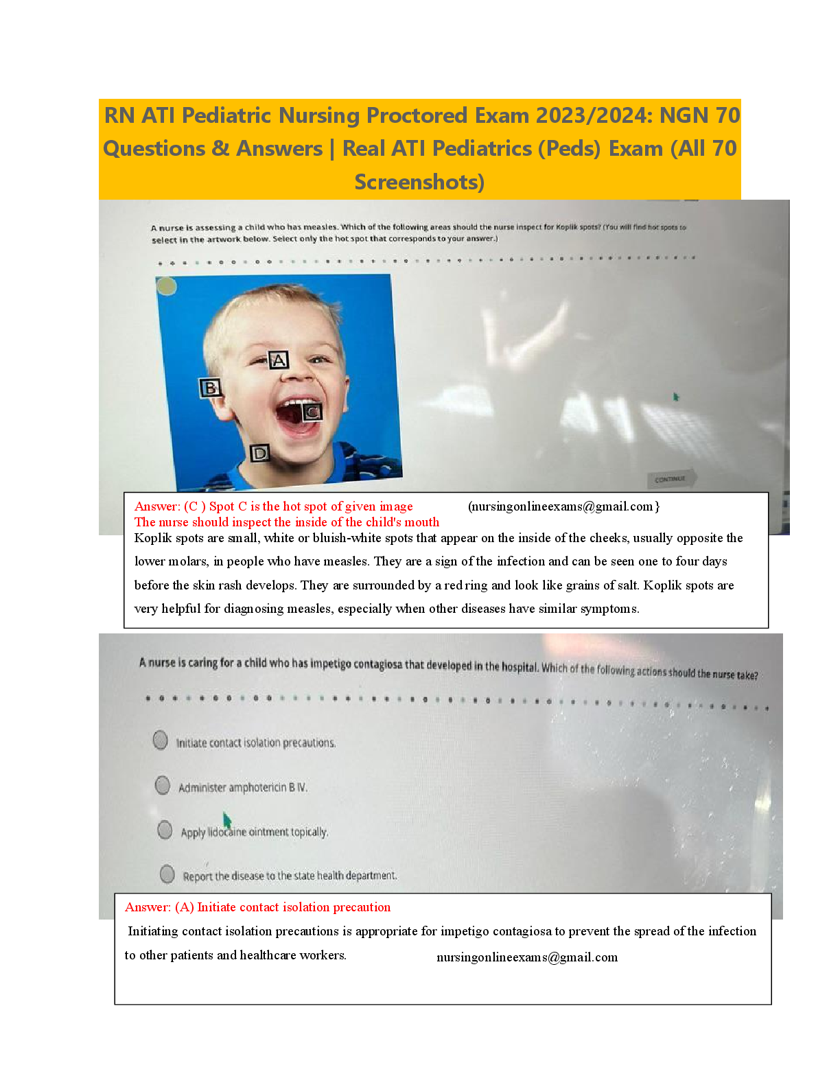 Preview image for All Actual ATI RN Pediatrics NGN Proctored Exam 2023–2025: 70 Real Screenshot Questions with 100% Correct Answers