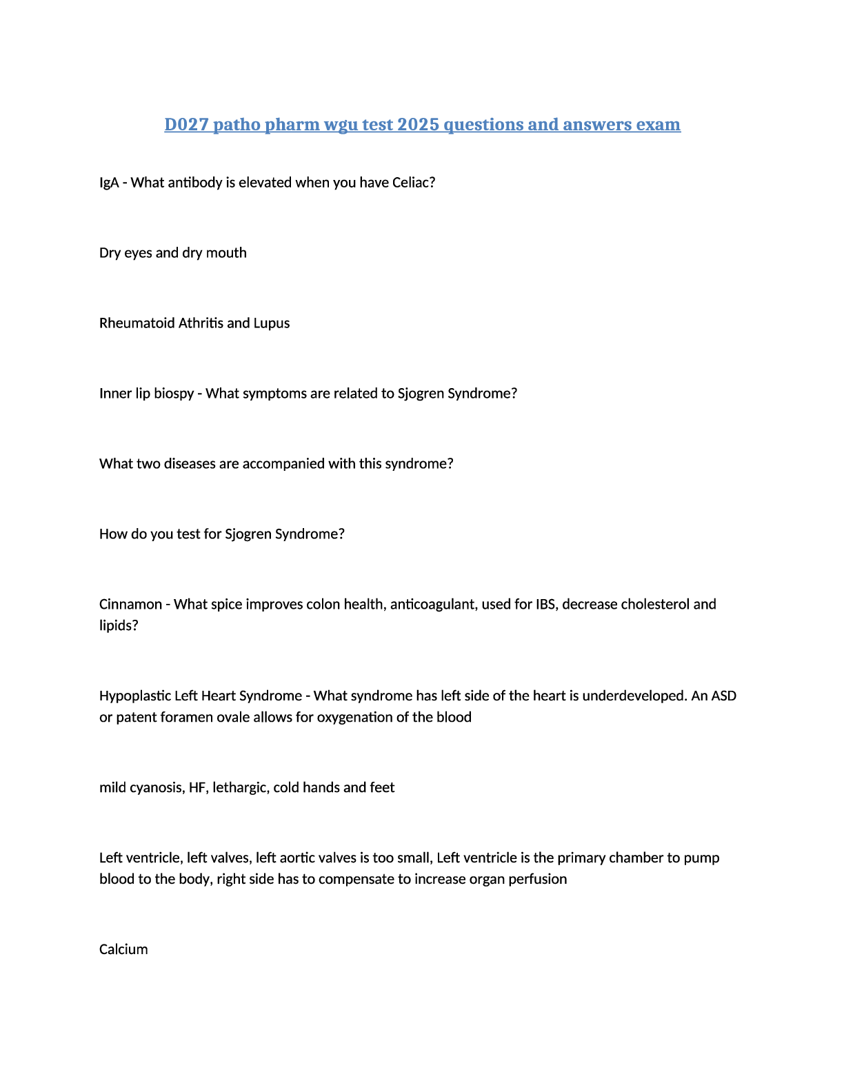 Preview image for D027 Pathopharmacology WGU Test 2025 Questions and Answers Exam