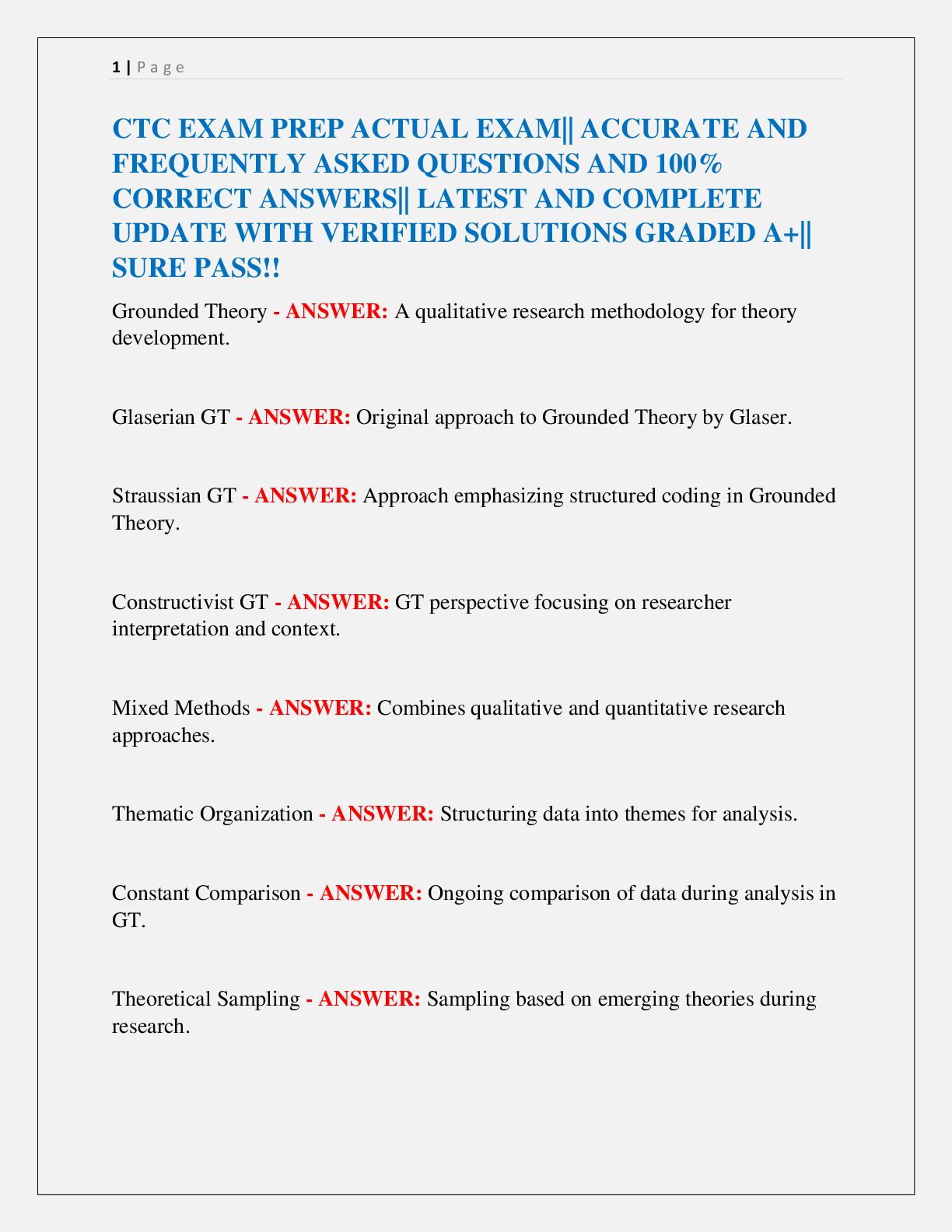 Preview image for CTC EXAM PREP ACTUAL EXAM|| ACCURATE AND  FREQUENTLY ASKED QUESTIONS AND 100%  CORRECT ANSWERS|| LATEST AND COMPLETE  UPDATE WITH VERIFIED SOLUTIONS GRADED A+||  SURE PASS!!