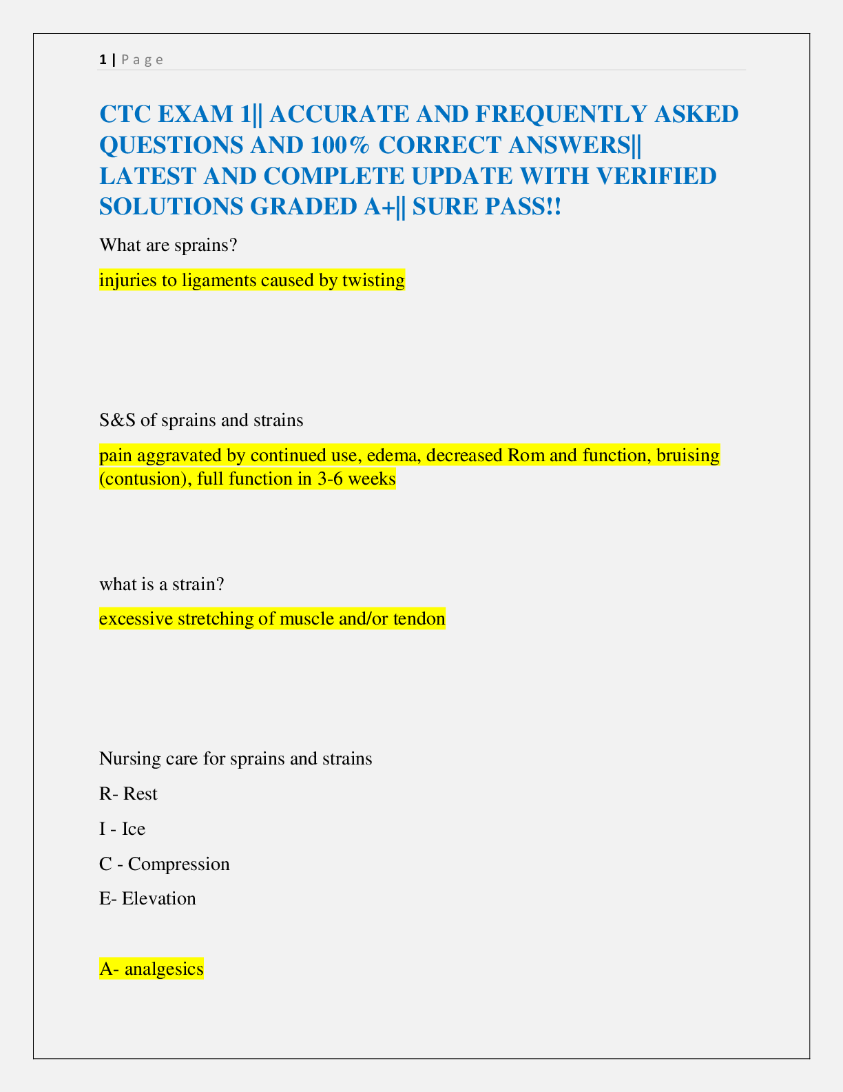Preview image for CTC EXAM 1|| ACCURATE AND FREQUENTLY ASKED  QUESTIONS AND 100% CORRECT ANSWERS||  LATEST AND COMPLETE UPDATE WITH VERIFIED  SOLUTIONS GRADED A+|| SURE PASS!!
