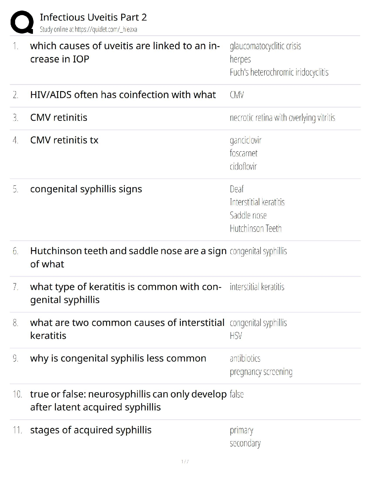 Preview of Infectious Uveitis Part 2 / Ophthalmology Quiz &amp; Study Guide / Test Bank with Answers / 2025 Update