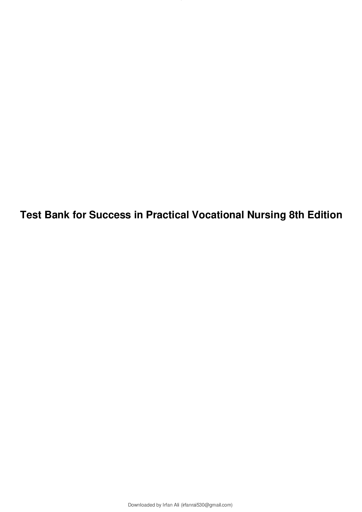 Preview image for Test Bank for Success in Practical Vocational Nursing 8th Edition by  Knecht