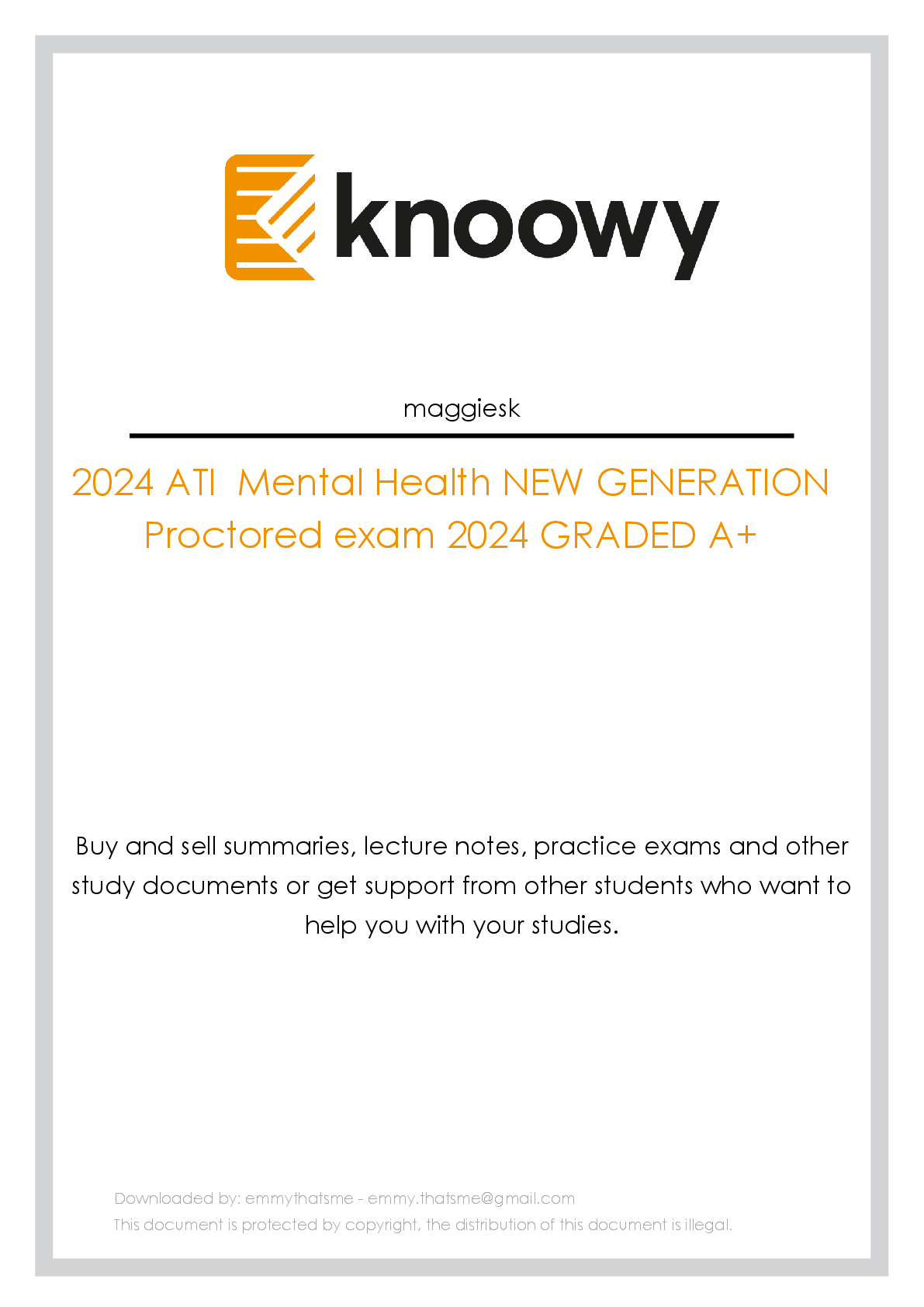 Preview image for 2025/2026 ATI Mental Health NEW GENERATION Proctored exam 2025 GRADED