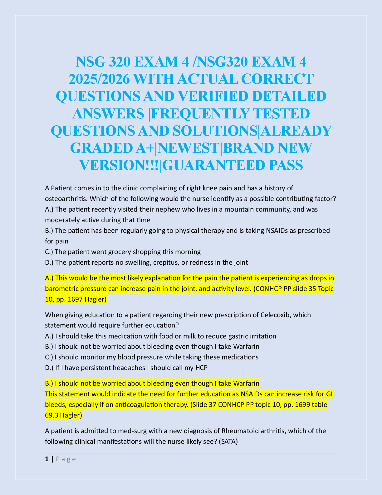 Preview image for NSG 320 EXAM 4 /NSG320 EXAM 4  2025/2026