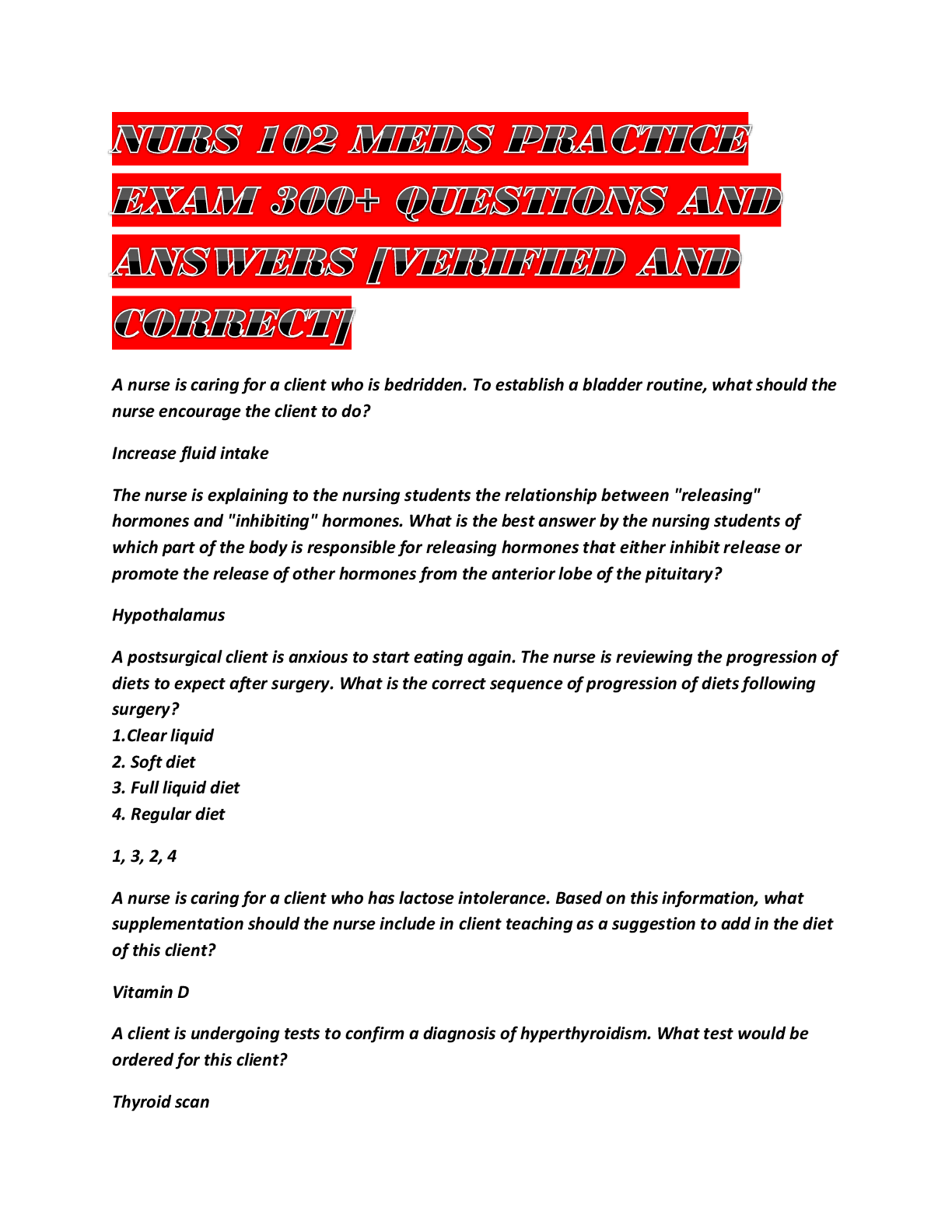 Preview image for NURS 102 Meds Practice Exam