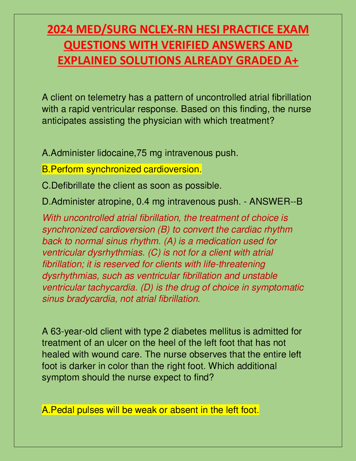 Preview image for 2025/2026 MED SURG NCLEX RN HESI PRACTICE EXAM