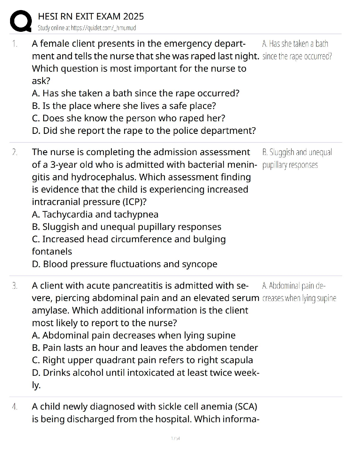 Preview of HESI RN Exit Exam 2025 / Practice Questions / Study Guide &amp; Test Bank –   – New Version